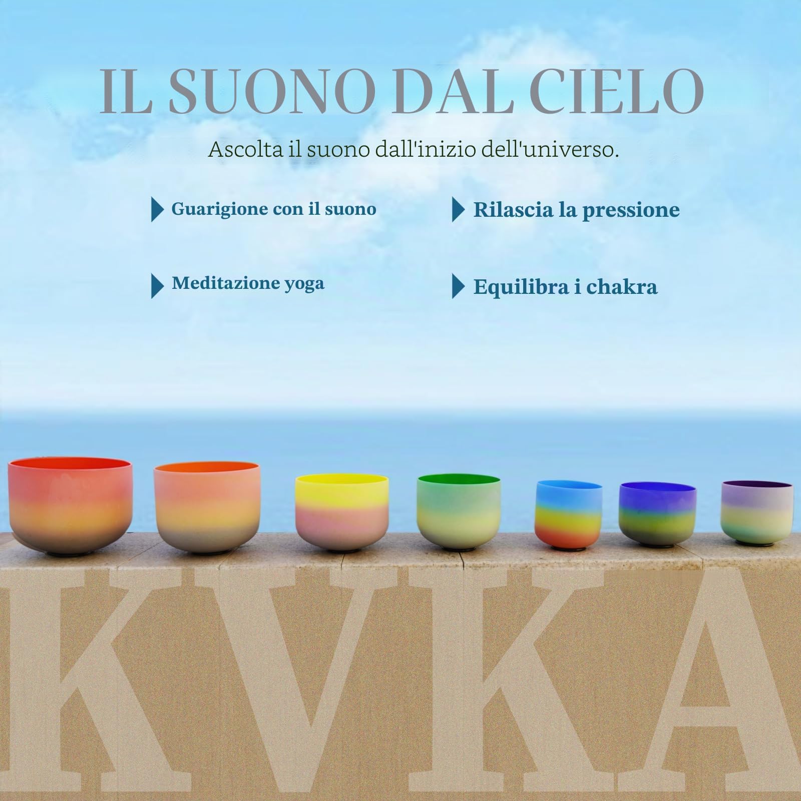 KVKA Set di ciotole sonore di cristallo, 7 – 12 pollici, 432 Hz, colori arcobaleno, al quarzo, Chakra, Sound Healing, per yoga, meditazione, rilassamento, antistress con borsa per il trasporto