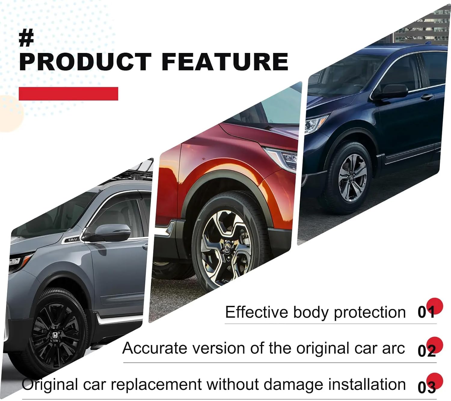 Fender Flares Fit For Honda CR-V 2017-2022, CRV Wheel Arch Molding Trims, Plastic Fender Trim Set Replace For 74115TLAA02,74165TLAA02, Left&Right Side