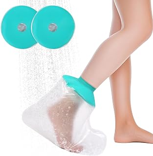 2PK Waterproof Leg Cast Cover for Showering - Reusable Shower Sleeve for Ankle After Surgery, Watertight Non-Slip Adult Fracture Protector Bag, Water Proof Medical Covers for Heel/Foot/Wound/Bandages