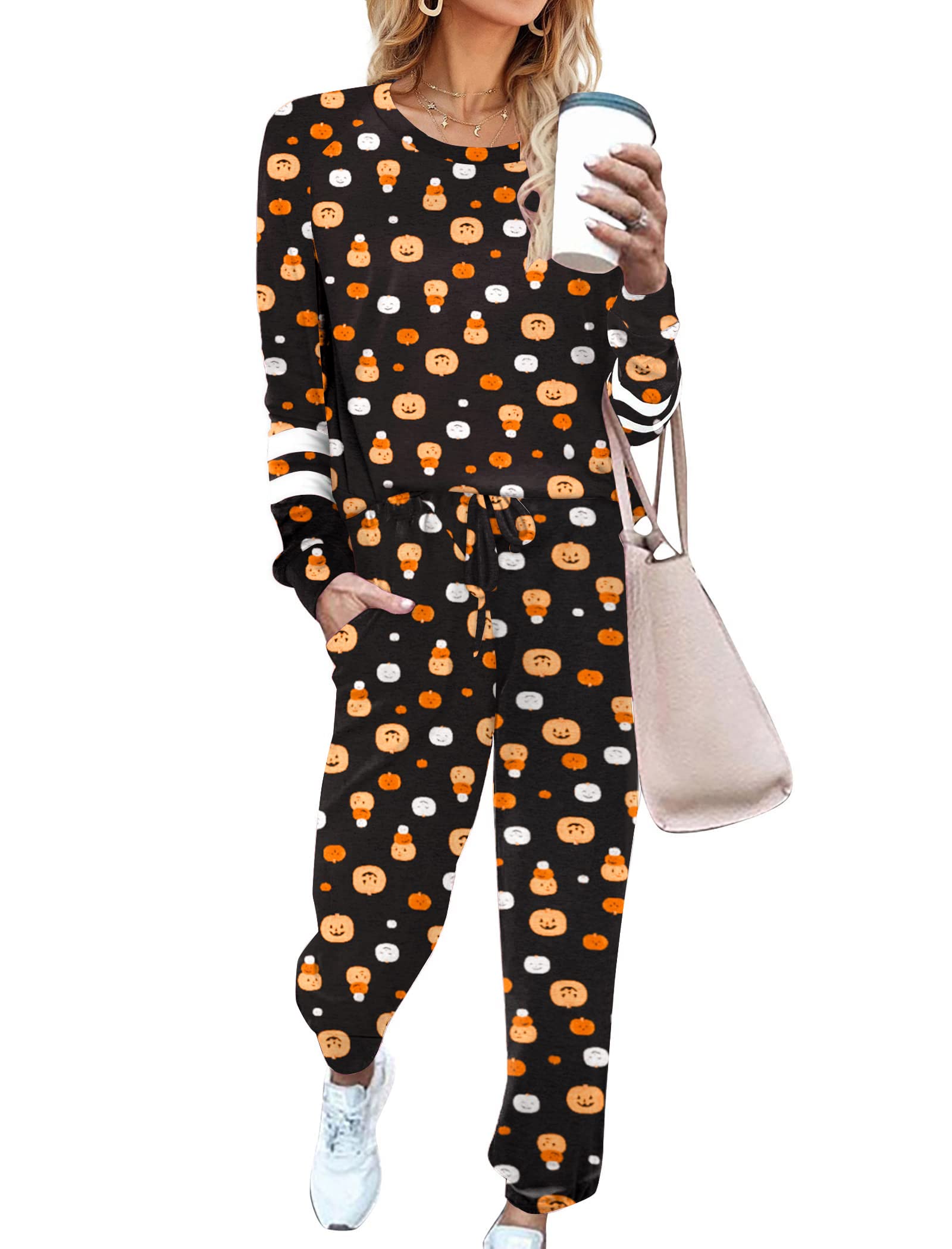 Ekouaer Sweatsuits Womens Loungewear Set Tracksuit Long Sleeve Pajamas Set