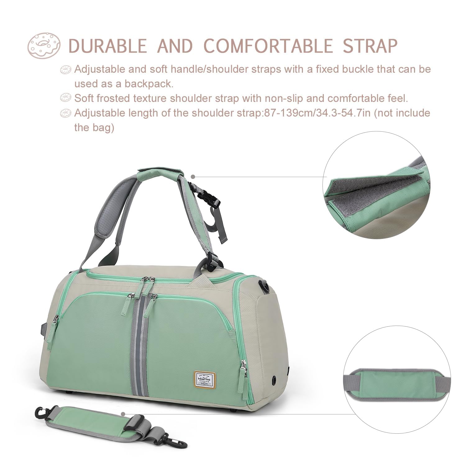 WindTook 40L Borsa Sportiva da Donna Zaino 2 in 1 Borsa da Fitness Borsa da Viaggio Borsa da Allenamento con Scomparto per Scarpe Borsone Borsa da Ballo Weekender Sport Fitness Yoga 53x27x27CM