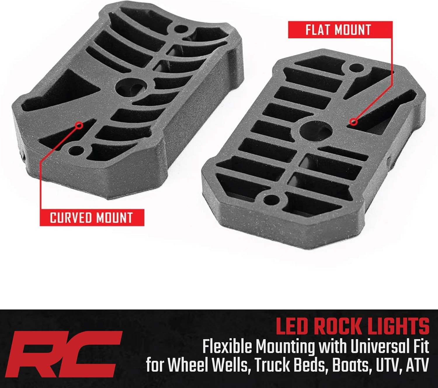 Rough Country Deluxe LED Rock Light Pods w/Mounting Kit | 4 Pods - 70980 , White