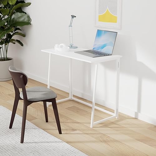 Miniatura 28 de 4NM Escritorio plegable pequeño de 31.6 pulgadas, escritorio plegable de oficina en casa, mesa de estudio para dormitorio pequeño que ahorra natural