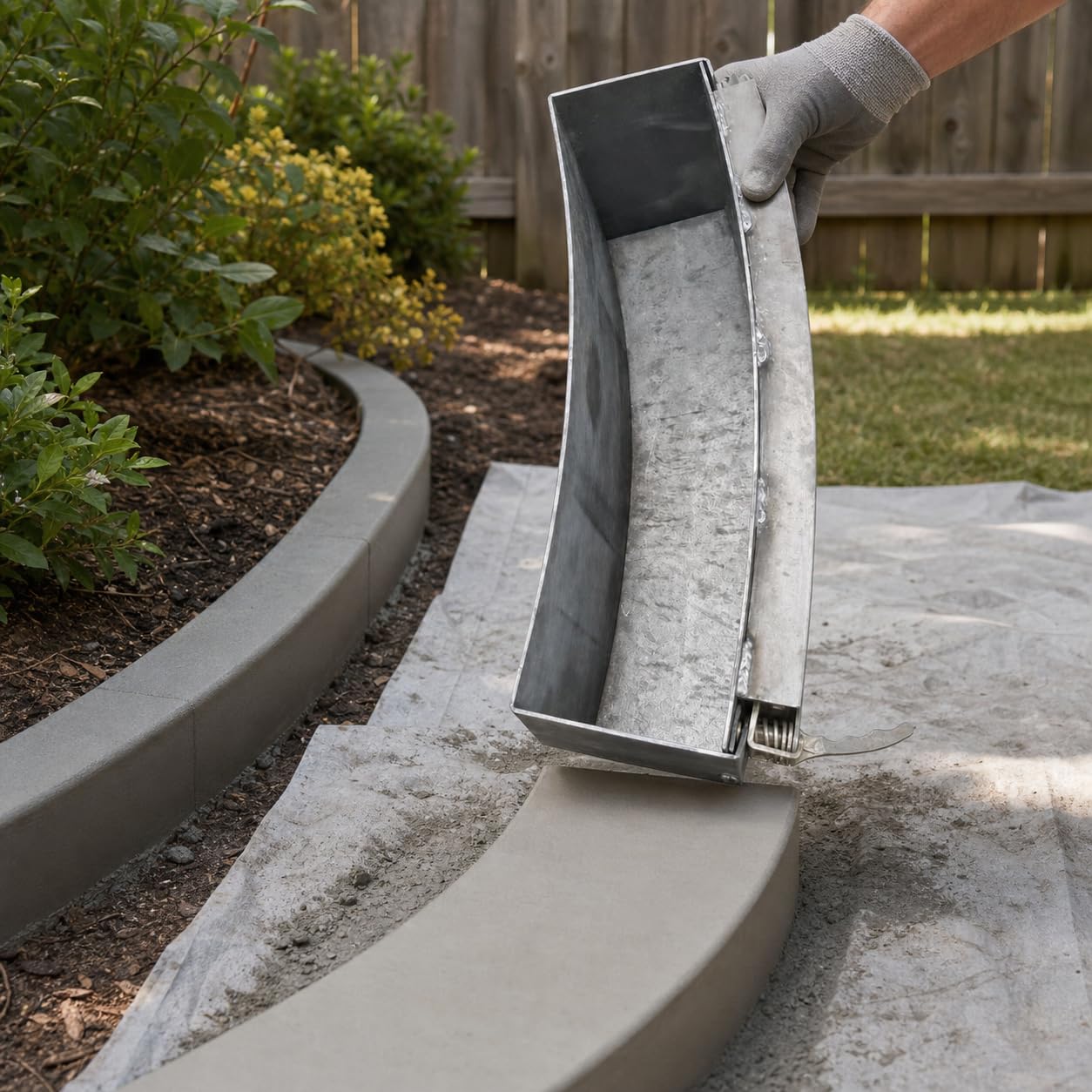 Gebogene Bordsteinform Metall | Robuste Metallkonstruktion, für Betonvorfertigung, zur Gestaltung von Gartenwegen, Einfahrten, für Kurven