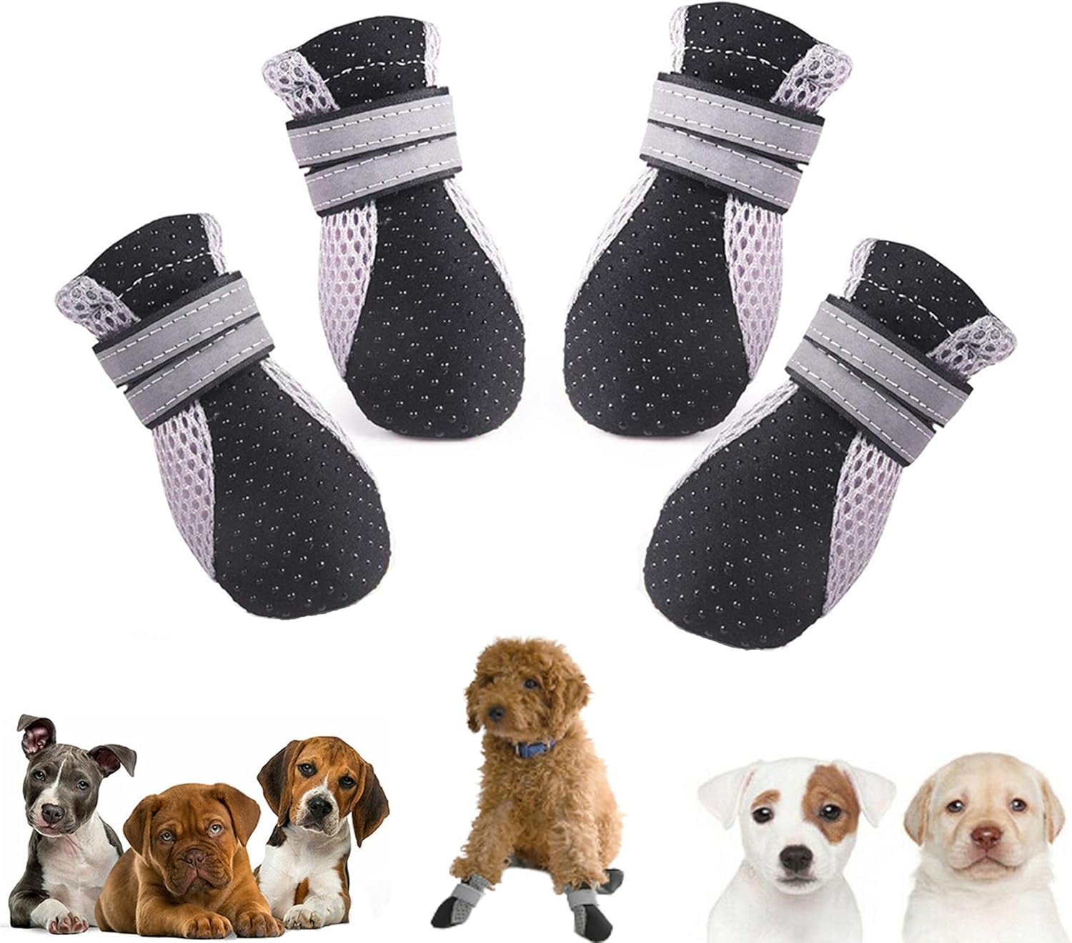 Protective Dog Boots Paw Protector, MH MOIHSING NonSlip Pet Shoes
