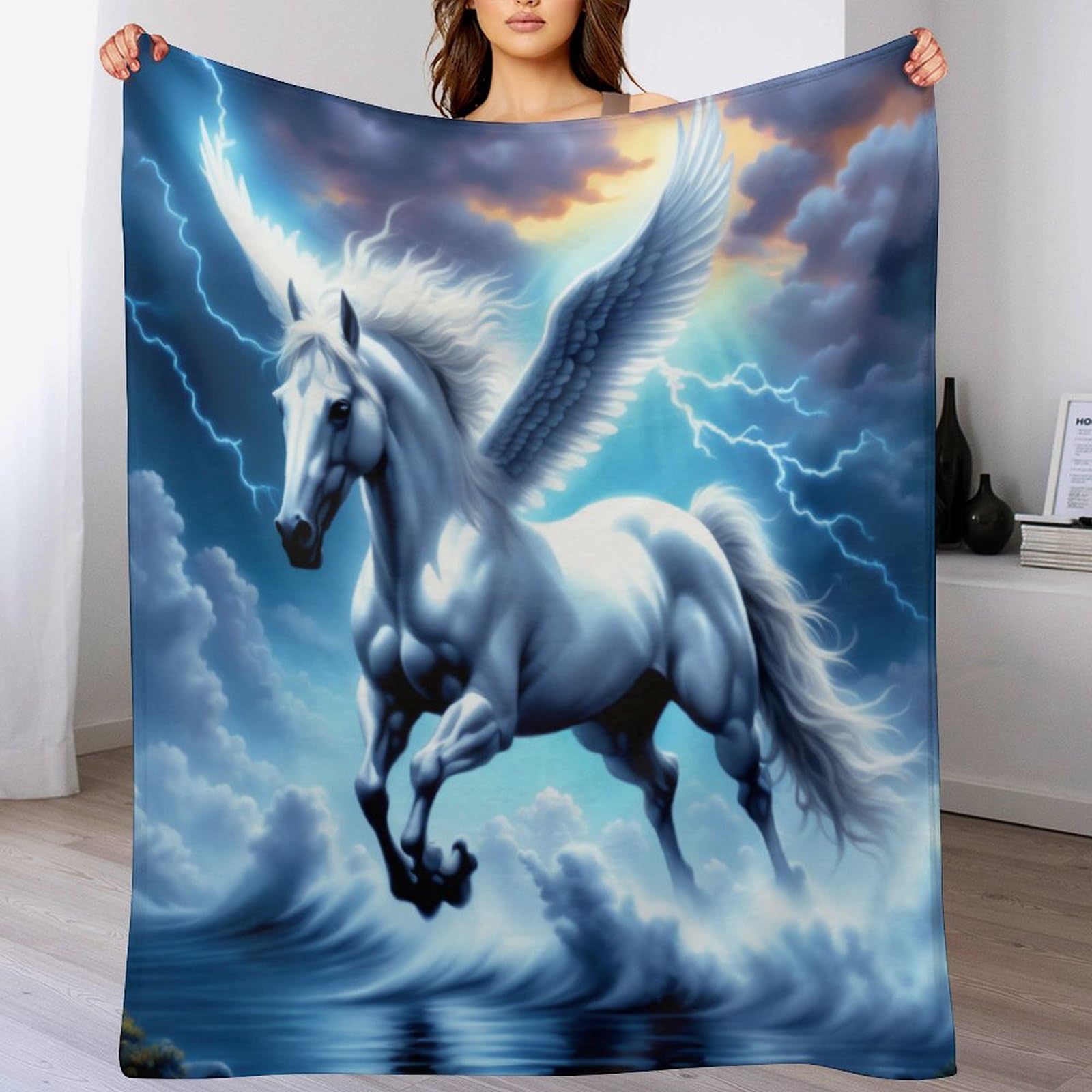 Couverture en polaire de flannel cheval 3D, couvre-lit d'exception 150x200