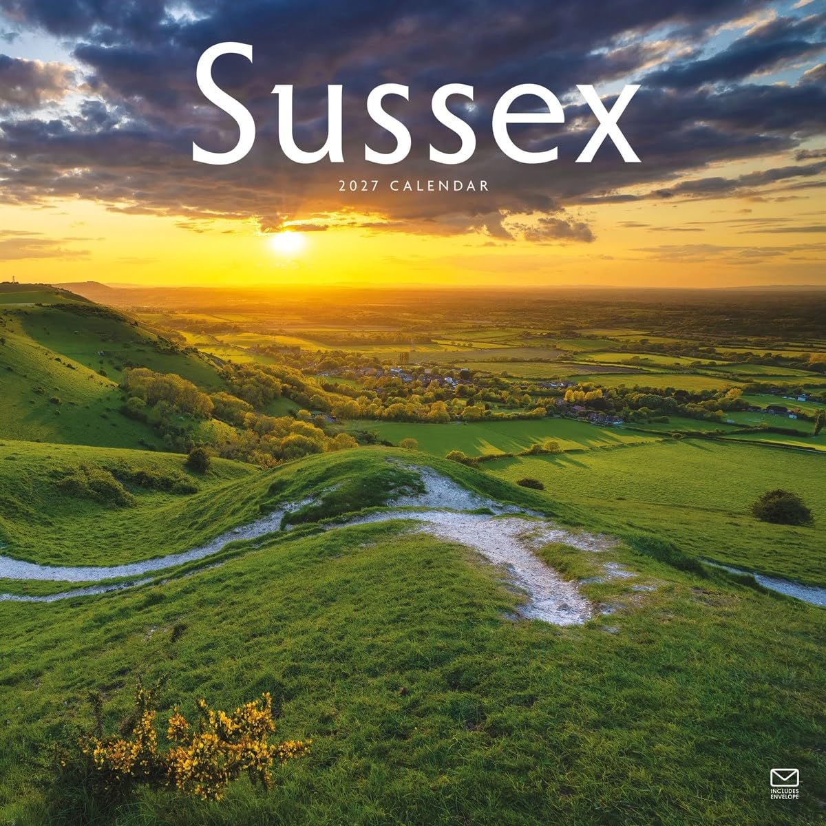 Carousel Worldwide Sussex 2027 Square Wall Calendar, 12-Month Calendar, Scenic County Landscapes