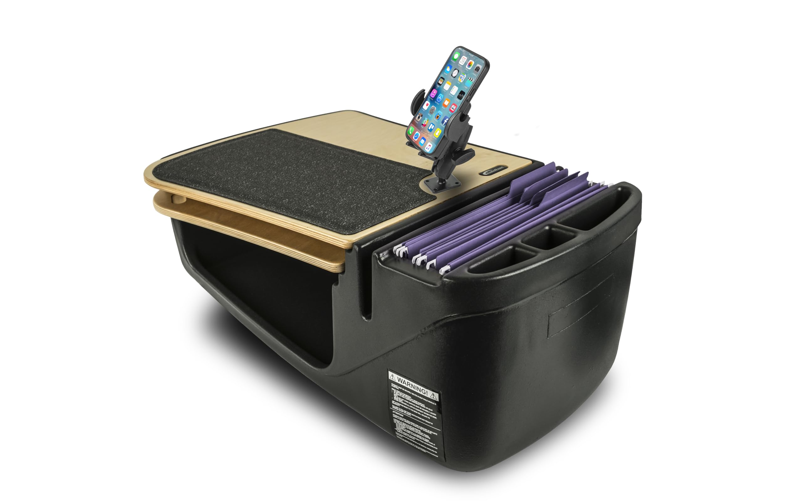 AutoExec GripMaster Car Desk for Your Vehicle Workstation and Mobile Office, Natural with Phone Mount