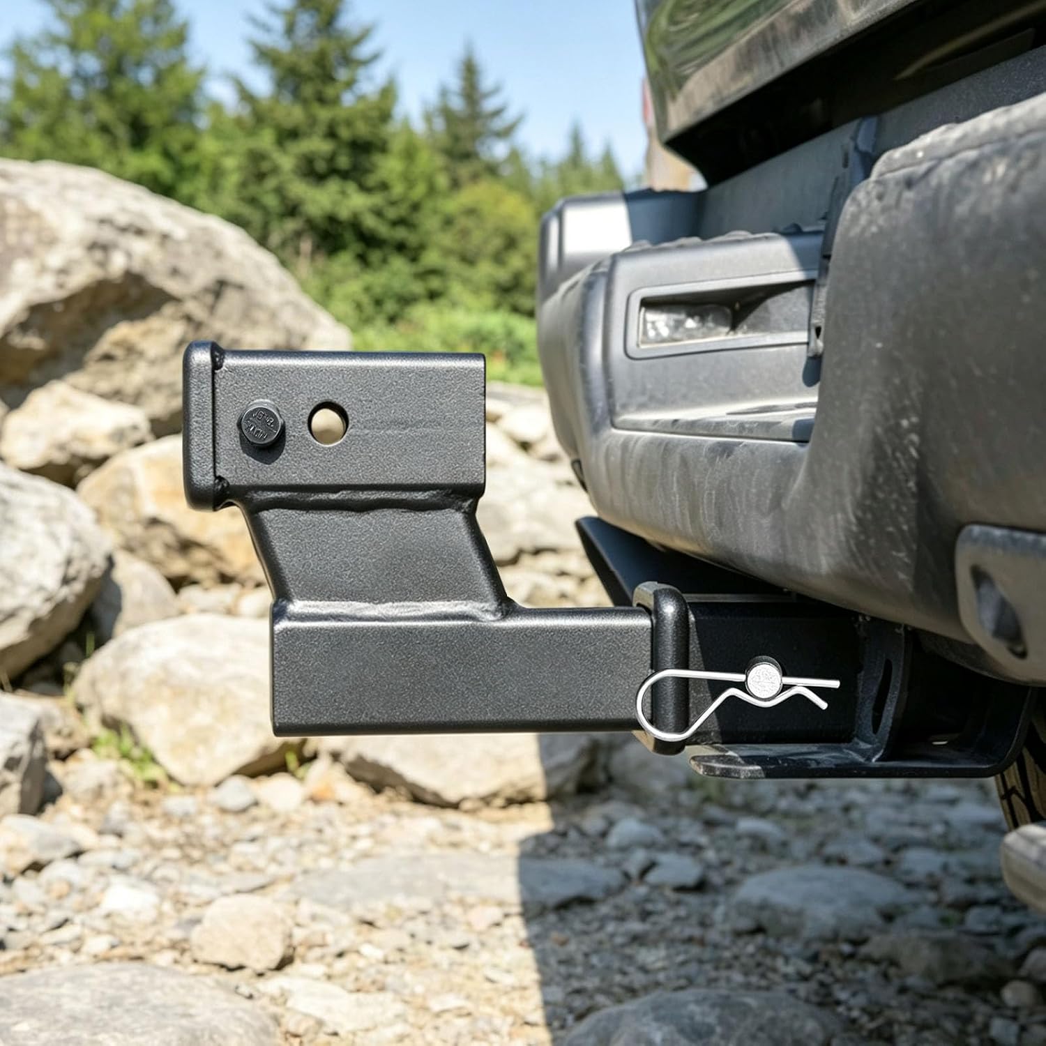 TOBPEE Trailer Hitch Riser Extension Adapter with 4" Drop/Rise, Adjustable 7.75"/9.75" Length, 2" Receiver, 7500 lbs Towing Capacity with Anti-Rattle Bolt