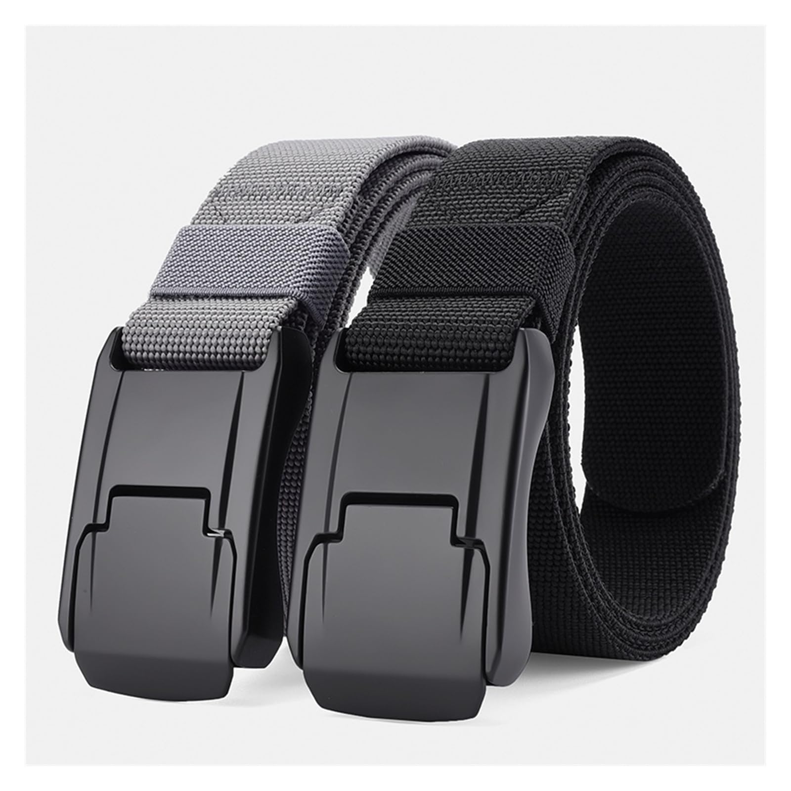JOJOJ Cinturón táctico elástico Militar for Hombre, Hebilla de aleación, Cinturones de Lona elásticos de Nailon de Calidad for Hombres(42in/105CM,Black-White)