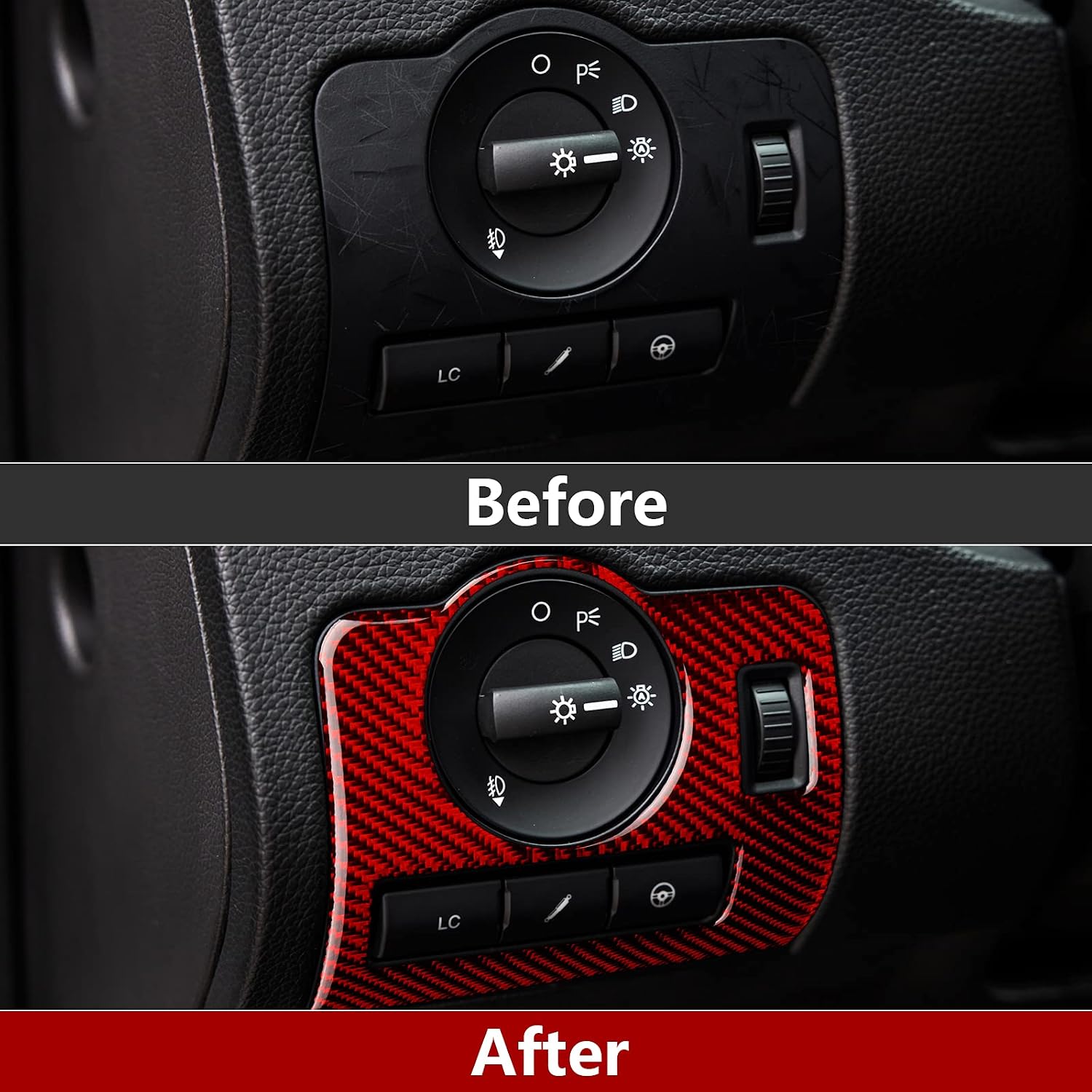 Car Headlight Switch Sticker Carbon Fiber Decal Interior Trim Cover for Ford Mustang GT Shelby 2009 2010 2011 2012 2013 2014 Accessories