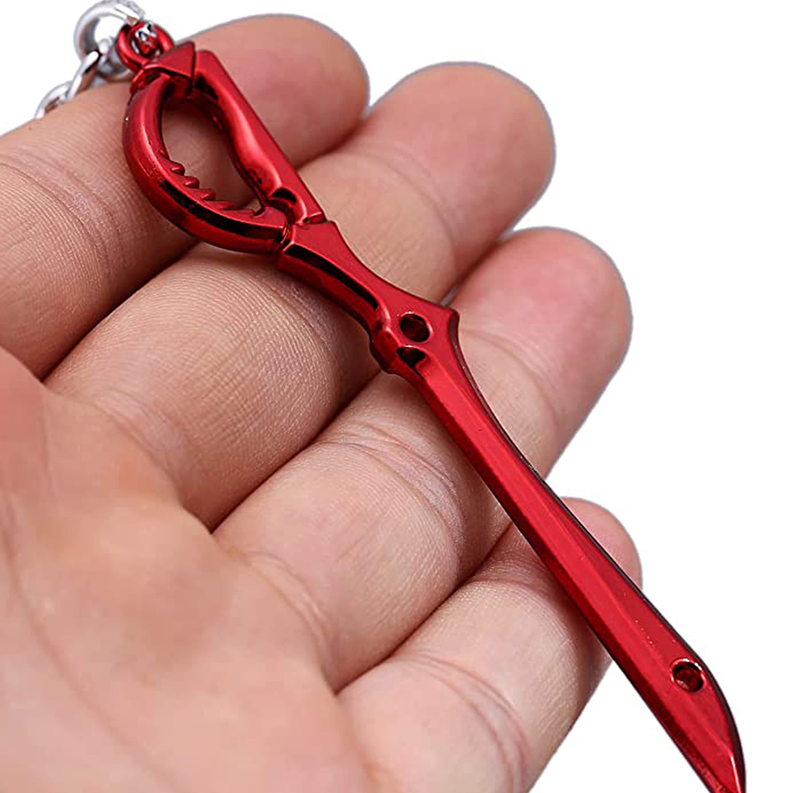 Red Scissor Blade Sword Key Ring Keychain