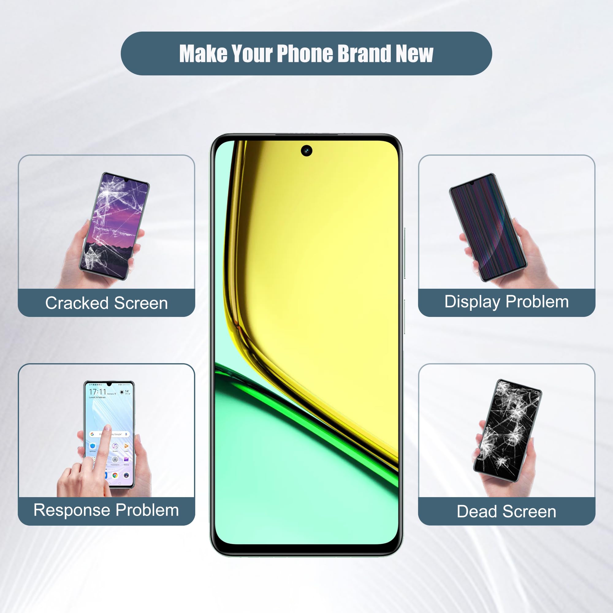 Display LCD di Ricambio Compatibile con Realme C67 (Senza Cornice RMX3890 Display LCD da 6,72 Pollici Touch Screen con Strumenti