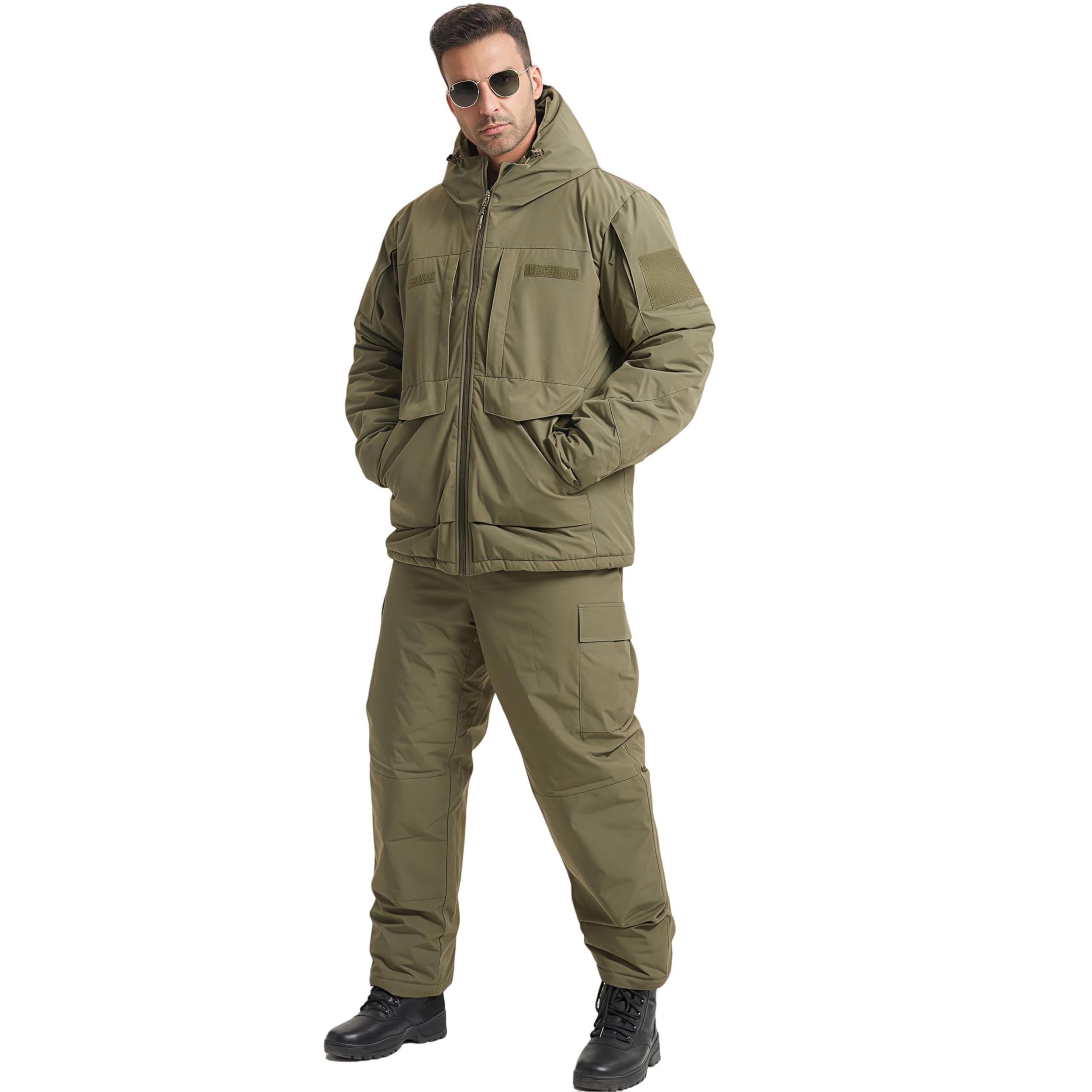 Conjunto de traje de caza impermeable para hombre, chaqueta y pantalones gruesos para entrenamiento de invierno al aire libre