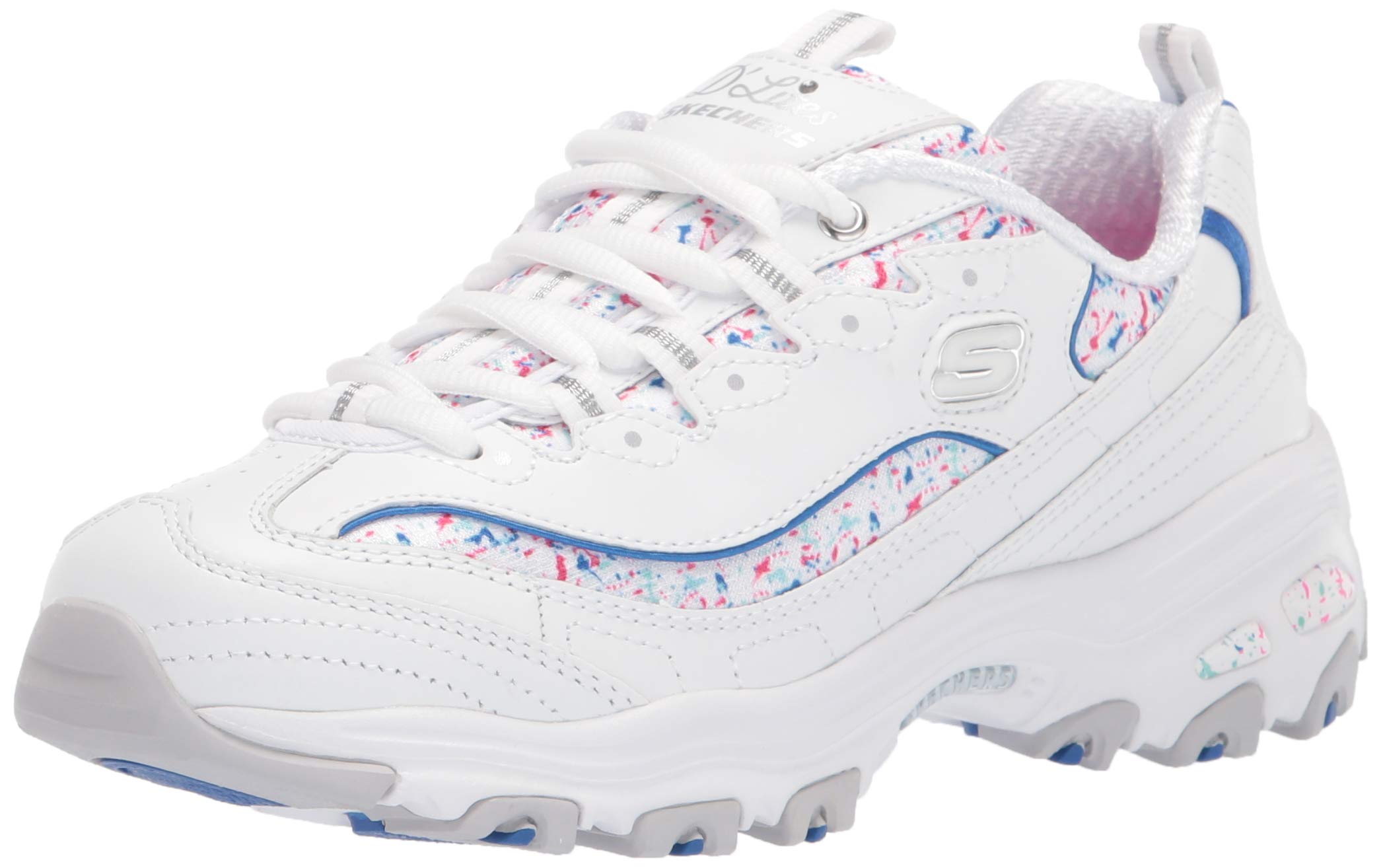 Skechers Womens DLites-Dazzling Canvas White/Blue/Pink Sneaker - 5 UK (149236) (B083WHPT71) Amazon Price History, Amazon Price Tracker