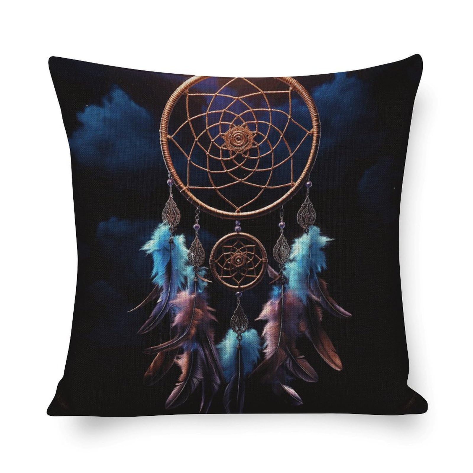 Housse de coussin lombaire 50x50 canapé lit carré décorative attrape-rêves