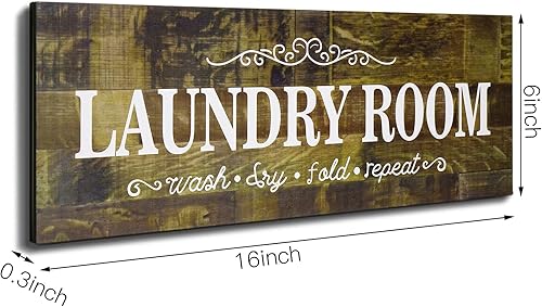 Miniatura 2 de Letrero decorativo de madera rústica para cuarto de servicio, letrero de pared para lavar, secar y doblar, repetir la pared, para el hogar, cuarto