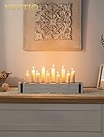 Vista 2 de NUPTIO - Portavelas cónicos de madera: candelabro de granja, velas de madera, centros de mesa - juego de 2 portavelas blancos para decoración