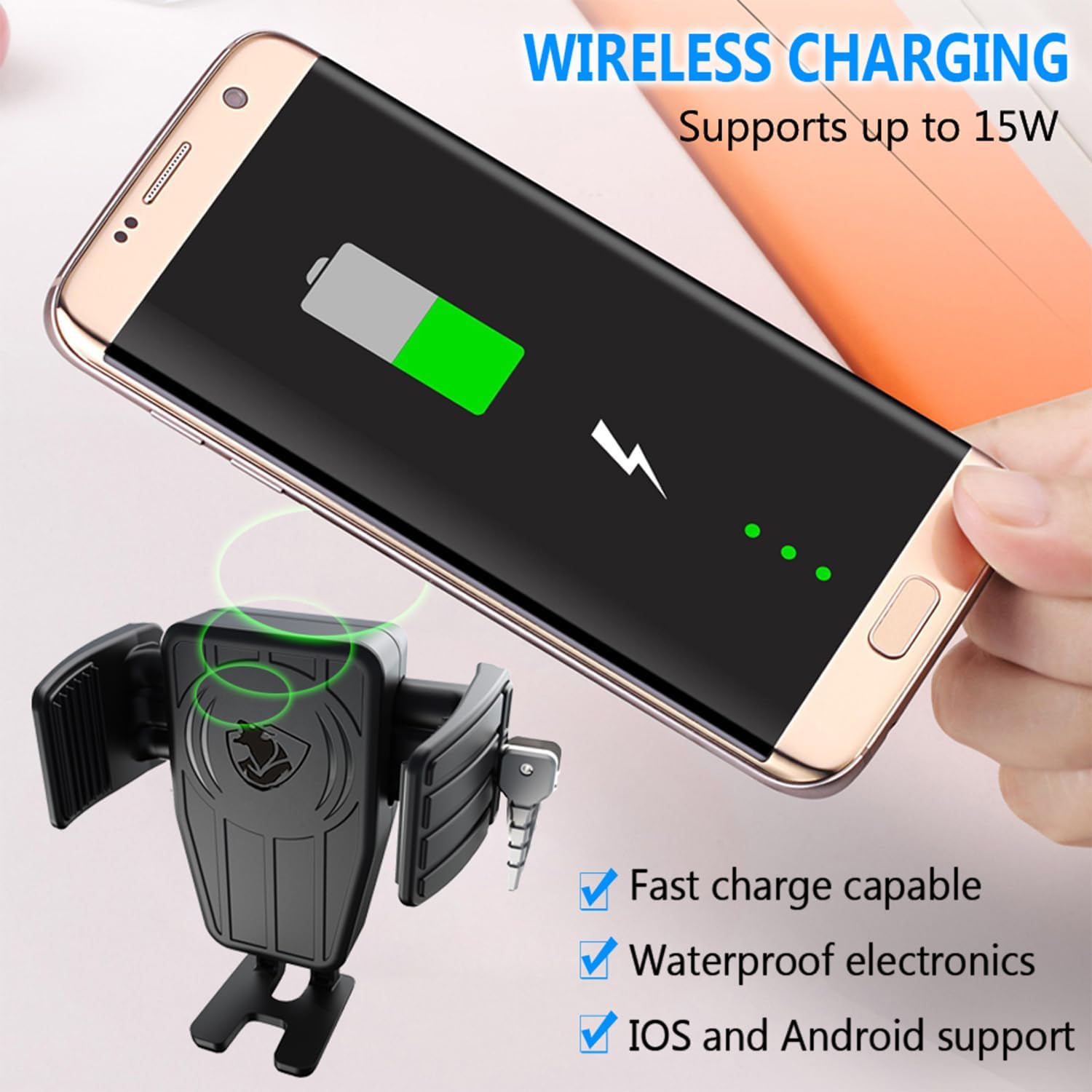 Motorcycle GPS Mobile Phone Wireless Charging Navigation Bracket for Honda Gold Wing GL 1800 F6B GL1800 DCT 2018 2019 2020 2021 Motorcycle Phone Holder Perch Mount Navigational Accessories