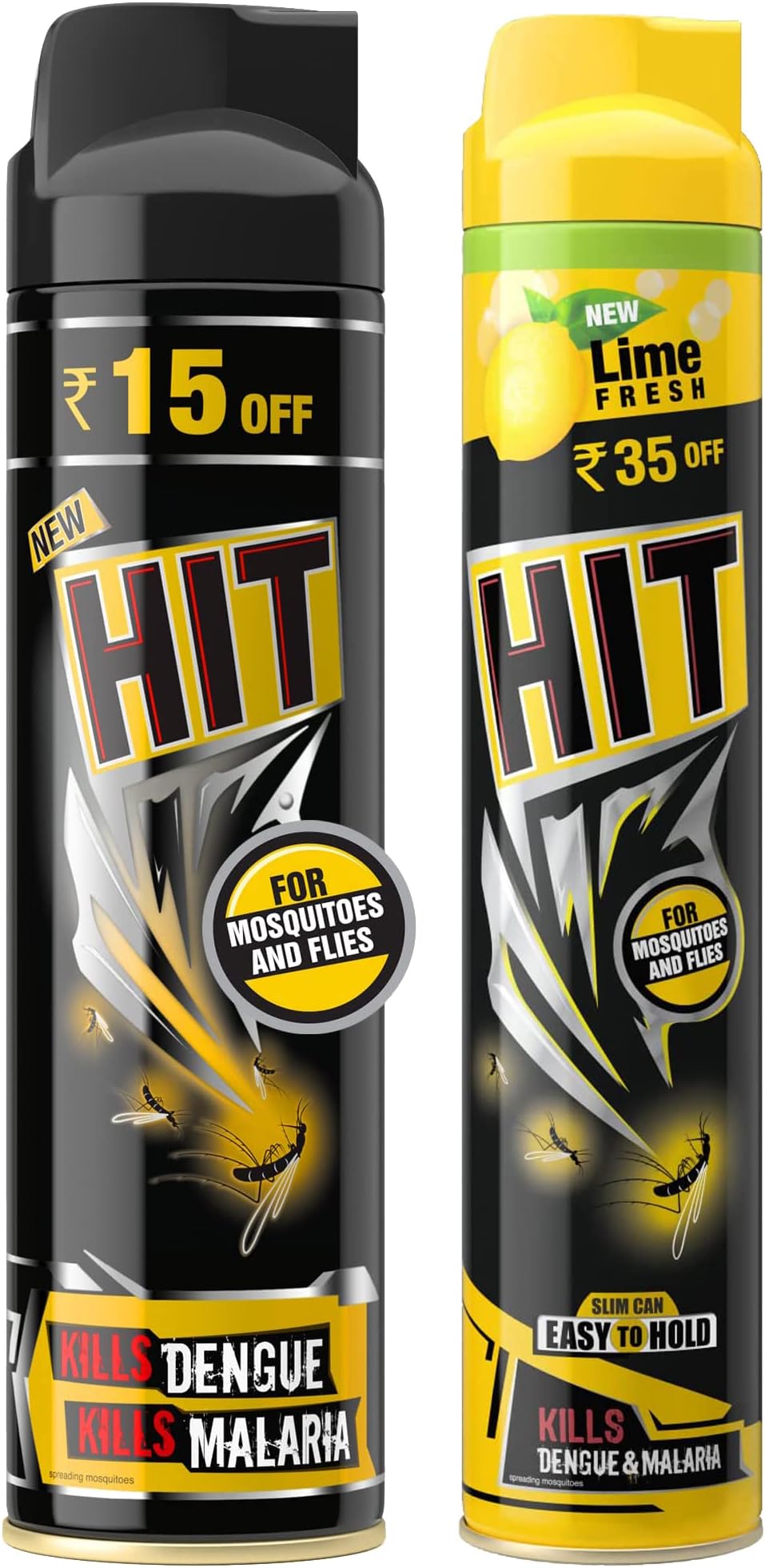 HIT Mosquito and Fly Killer Spray, 200ml & Mosquito and Fly Killer Spray, Lime Fresh Fragrance, 400ml Combo