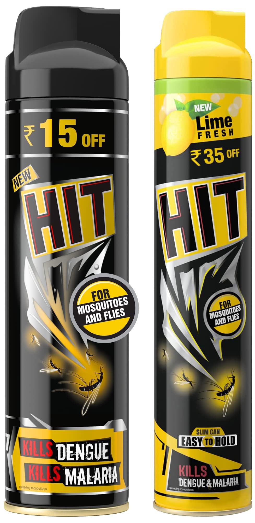 HIT Mosquito and Fly Killer Spray, 200ml & Mosquito and Fly Killer Spray, Lime Fresh Fragrance, 400ml Combo