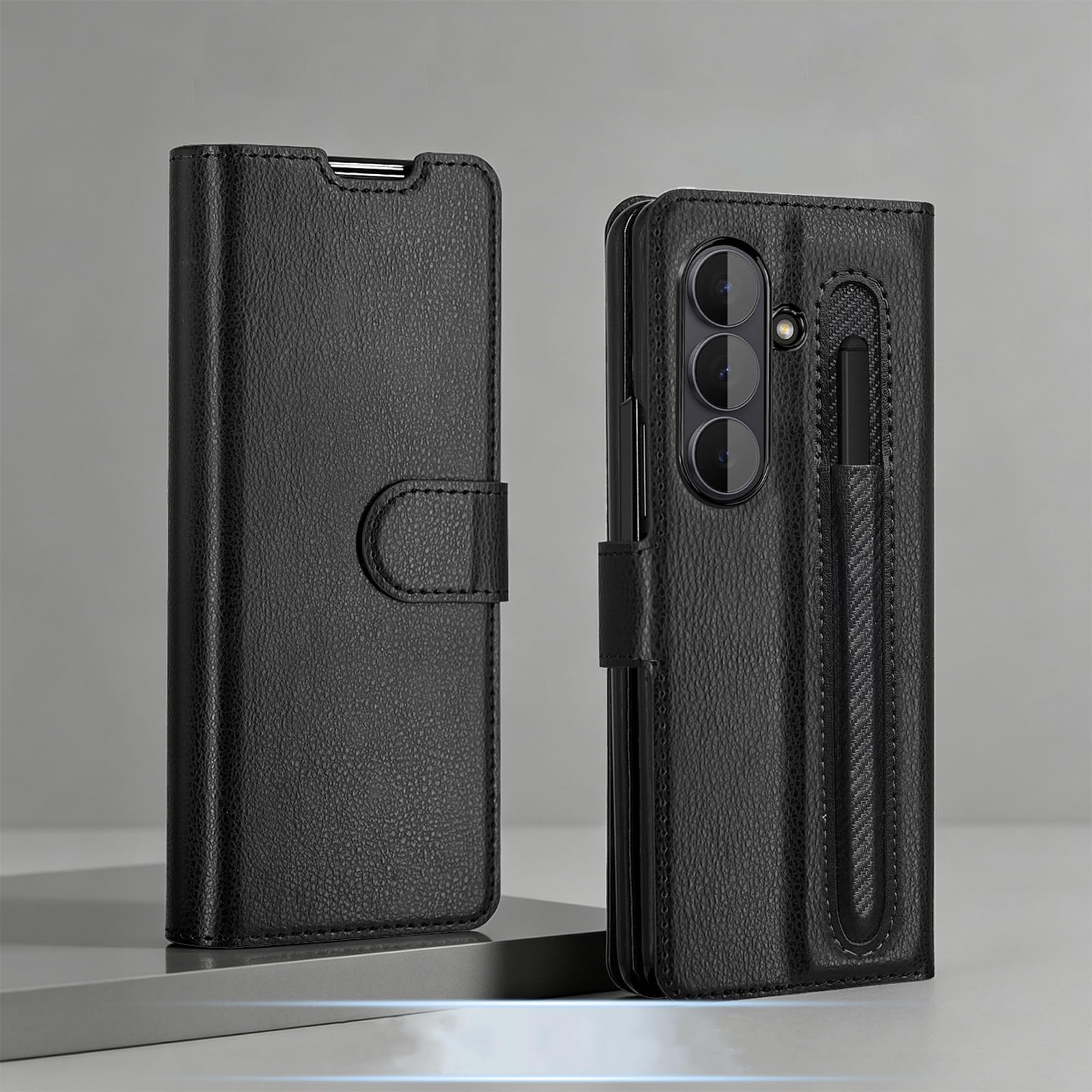Pokrowiec w stylu portfela do Samsung Galaxy Z Fold 8 Ultra, skórzane etui z klapką z przegródkami na długopisy luksusowa kompleksowa powłoka ochronna, zielony