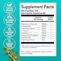 Vista 7 de Gotas líquidas de L-treonato de magnesio, treonato de magnesio triple calma con apigenina, teanina, bálsamo de limón para sueño relajante, alta