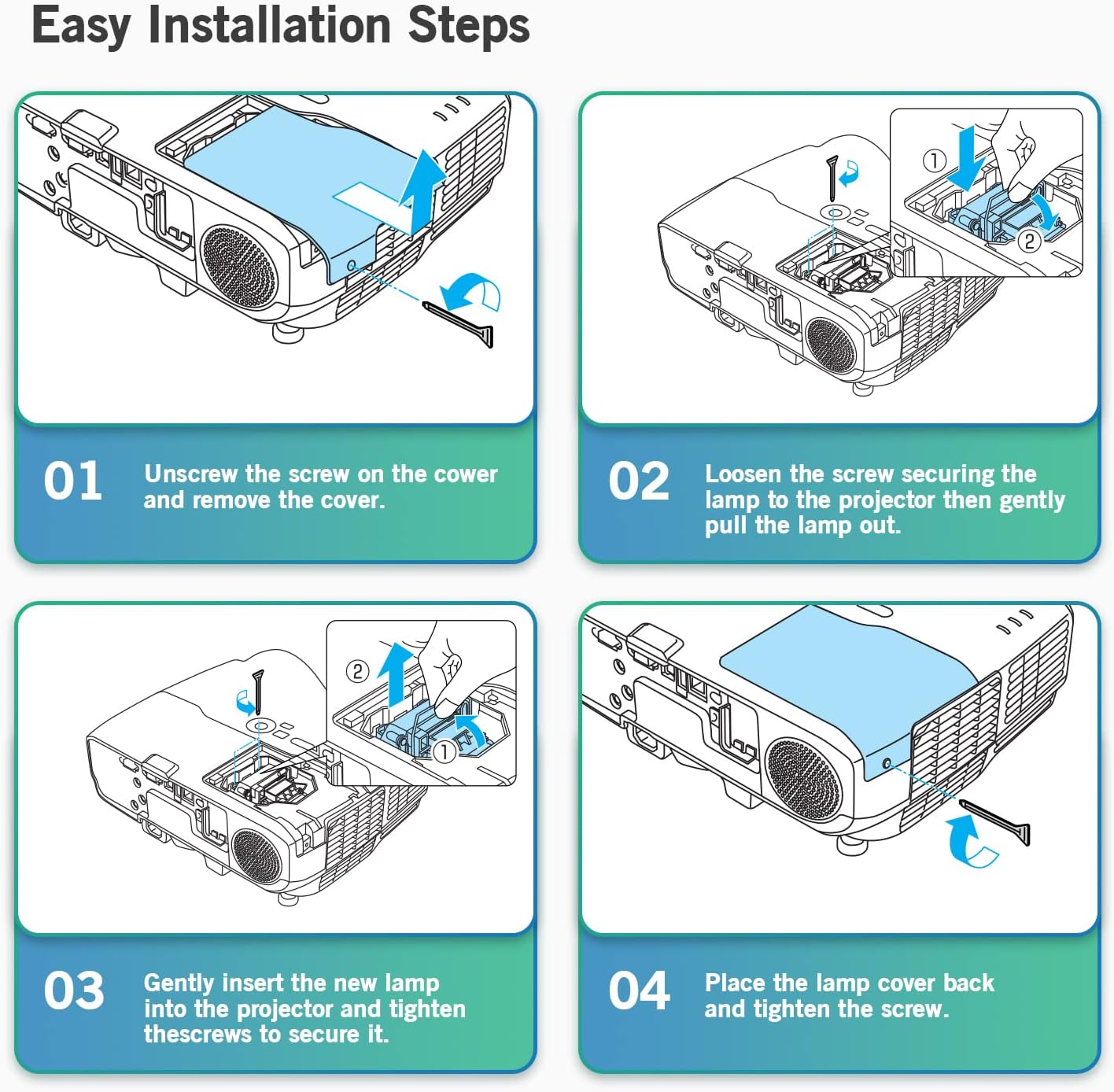 ELPLP49 V13H010L49 Replacement Projector lamp Bulb for Epson PowerLite Home Cinema EH-TW2800 TW2900 TW3000 8350 8345 8500UB 8700UB H373A H336A 8100 6100 6500UB 7100 7500UB with housing