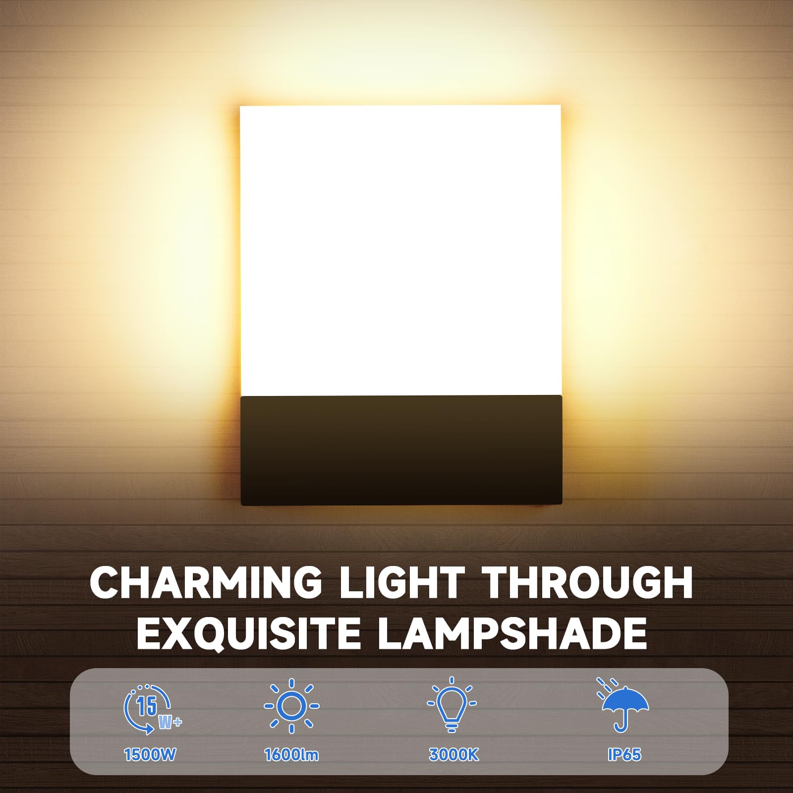 ledmo 15W Applique da Parete Esterno/Interno 3000K Bianco Caldo 2 Pezzi Applique Esterno IP65 Impermeabile Nero Lampade da Parete