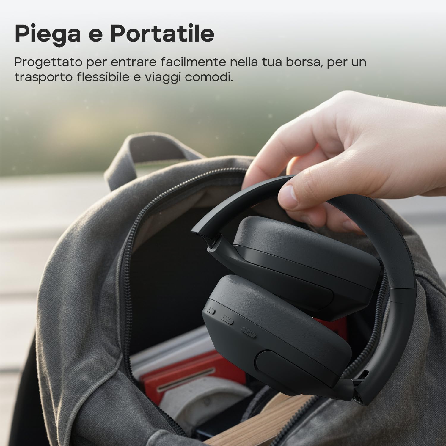 Tribit QuietPlus 81 Cuffie Bluetooth Over-Ear con Cancellazione del Rumore, 110 Ore di Autonomia, Bluetooth 6.0, Bassi Profondi, EQ, Pieghevoli e Comode, Cuffie Wireless per Viaggi e Lavoro