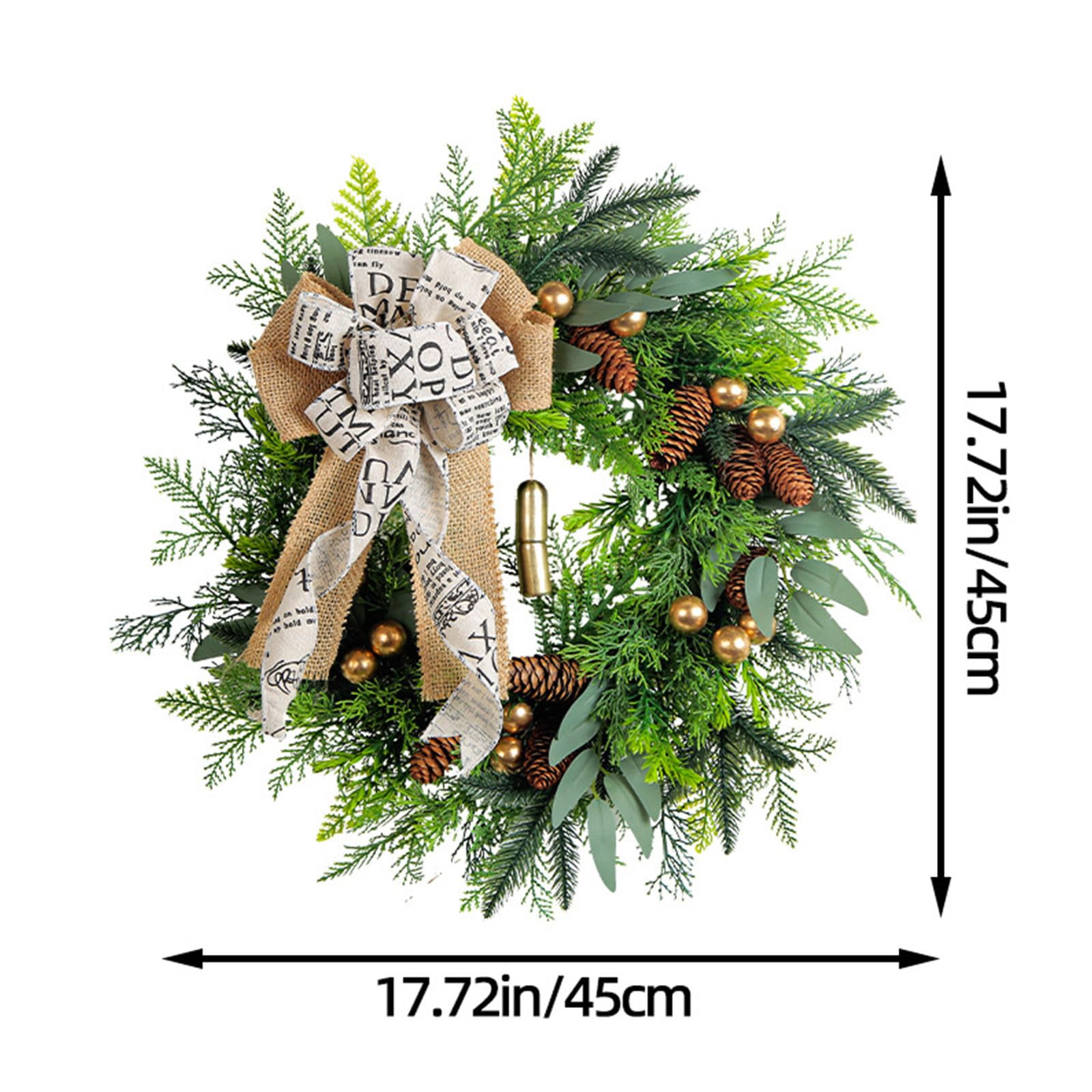 Decoraciones de puerta de Navidad, coronas de Navidad para puerta delantera con luces, corona artificial con adornos para vacaciones, Acción de Gracias, otoño e invierno (verde, talla única)