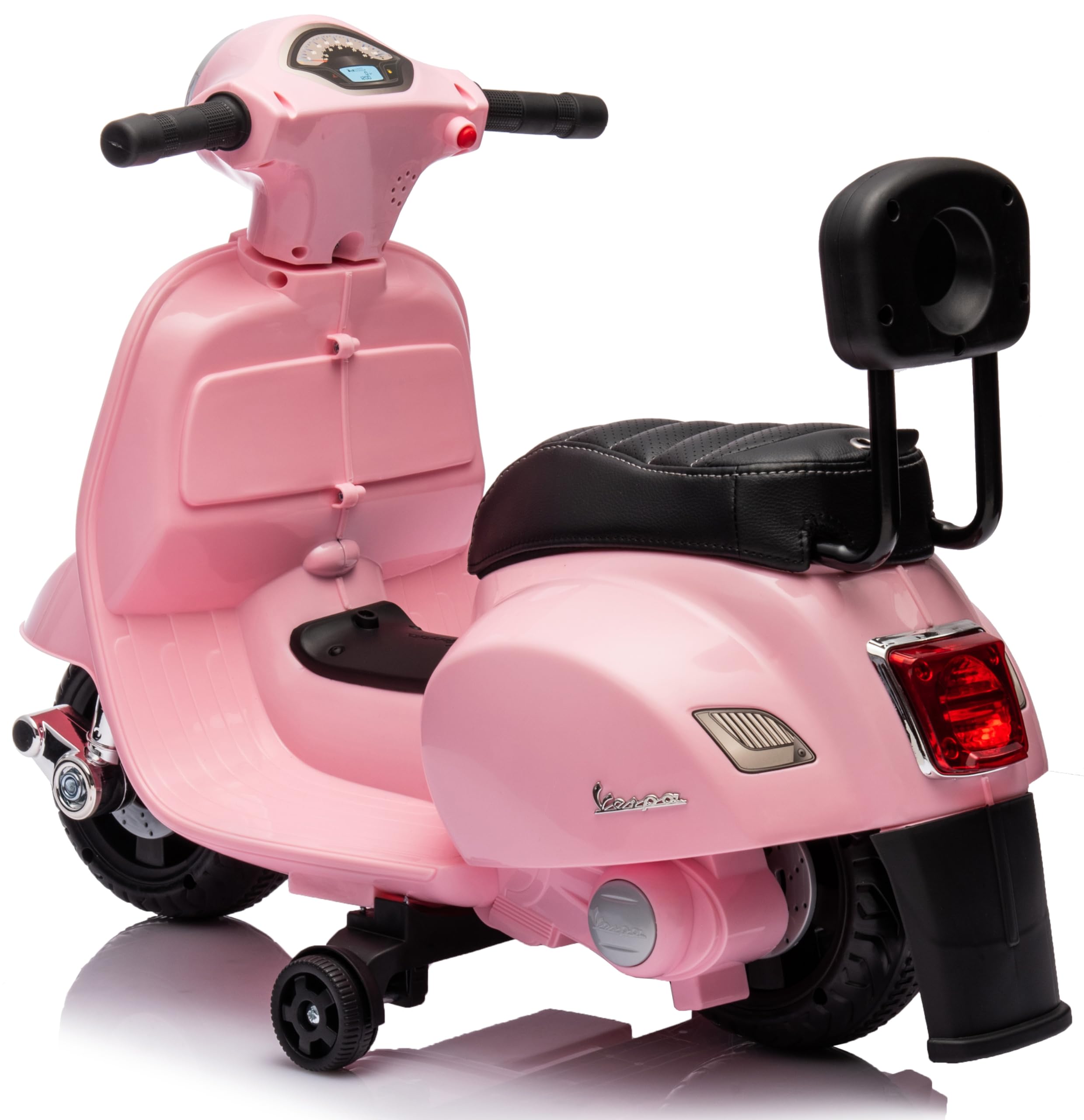 Vespa moto elettrica per bambini con schienale per bambini 2 anni Batteria 6V 4,5A Carico massimo 25KG tempo di guida 45 MINUTI Motore: 1x35W Verde Acqua (Rosa)