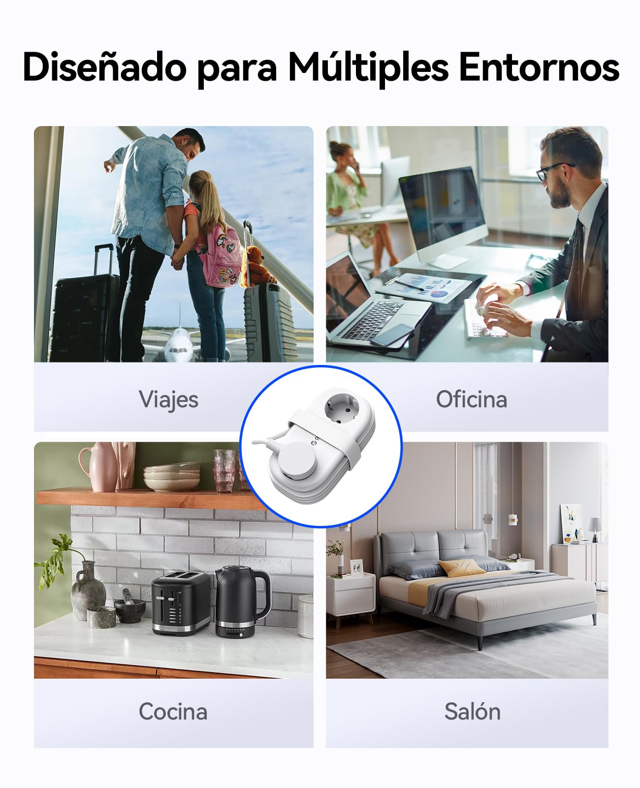 Regleta ORICO con USB C PD 20W, 2 Tomas de Corriente de Viaje y 3 Puertos de Carga USB (1 USB C) Compatible con Teléfono, con Cable de 1,5m para Home Office en el Barco (AP3-Negro)