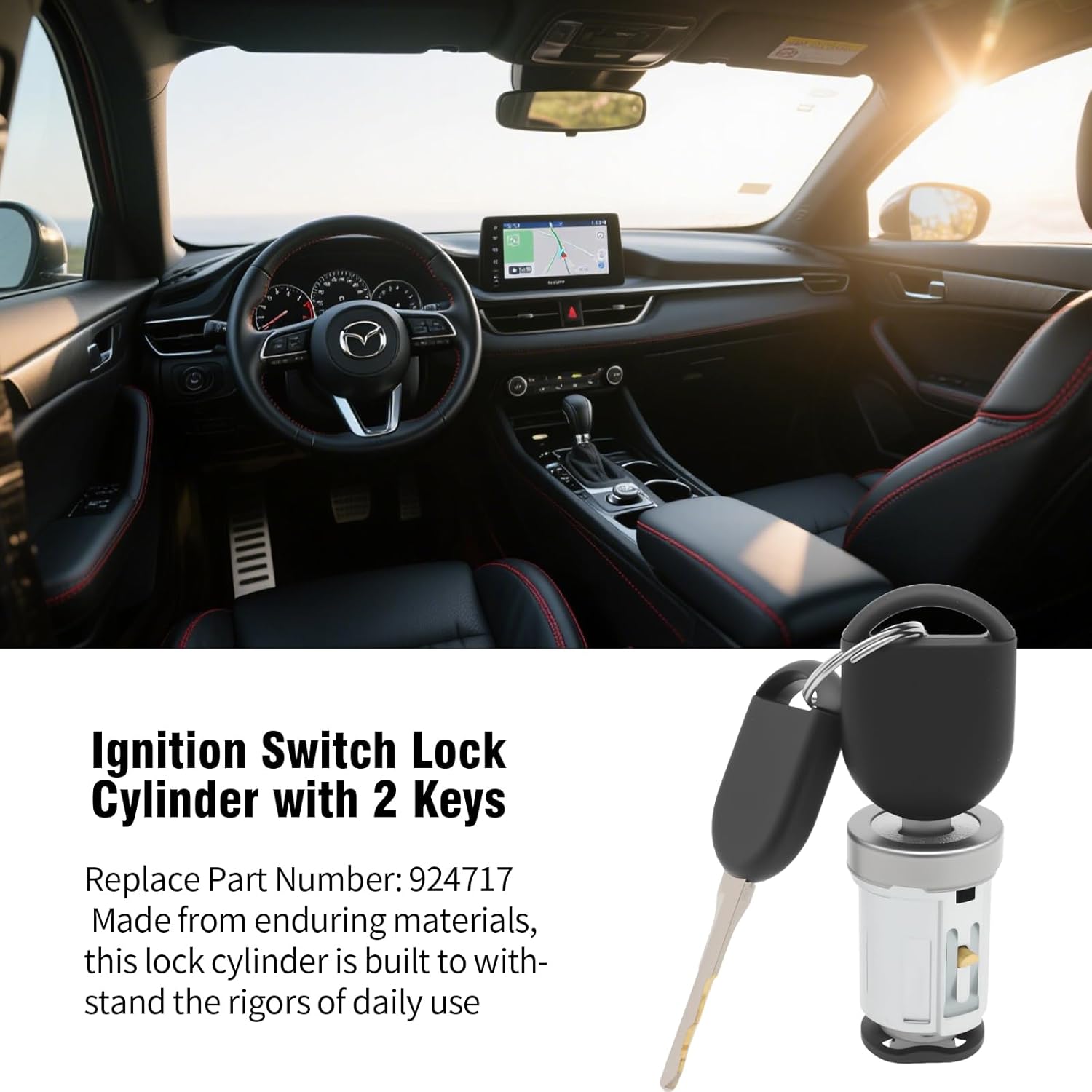 924-717 Ignition Switch Lock Cylinder with 2 Transponder Chip Keys, Replacement for Ford Series 150 250 350 Focus 2006-2011, Replacement for Lincoln Aviator, Replaces 4L3Z11582BB C-42-197