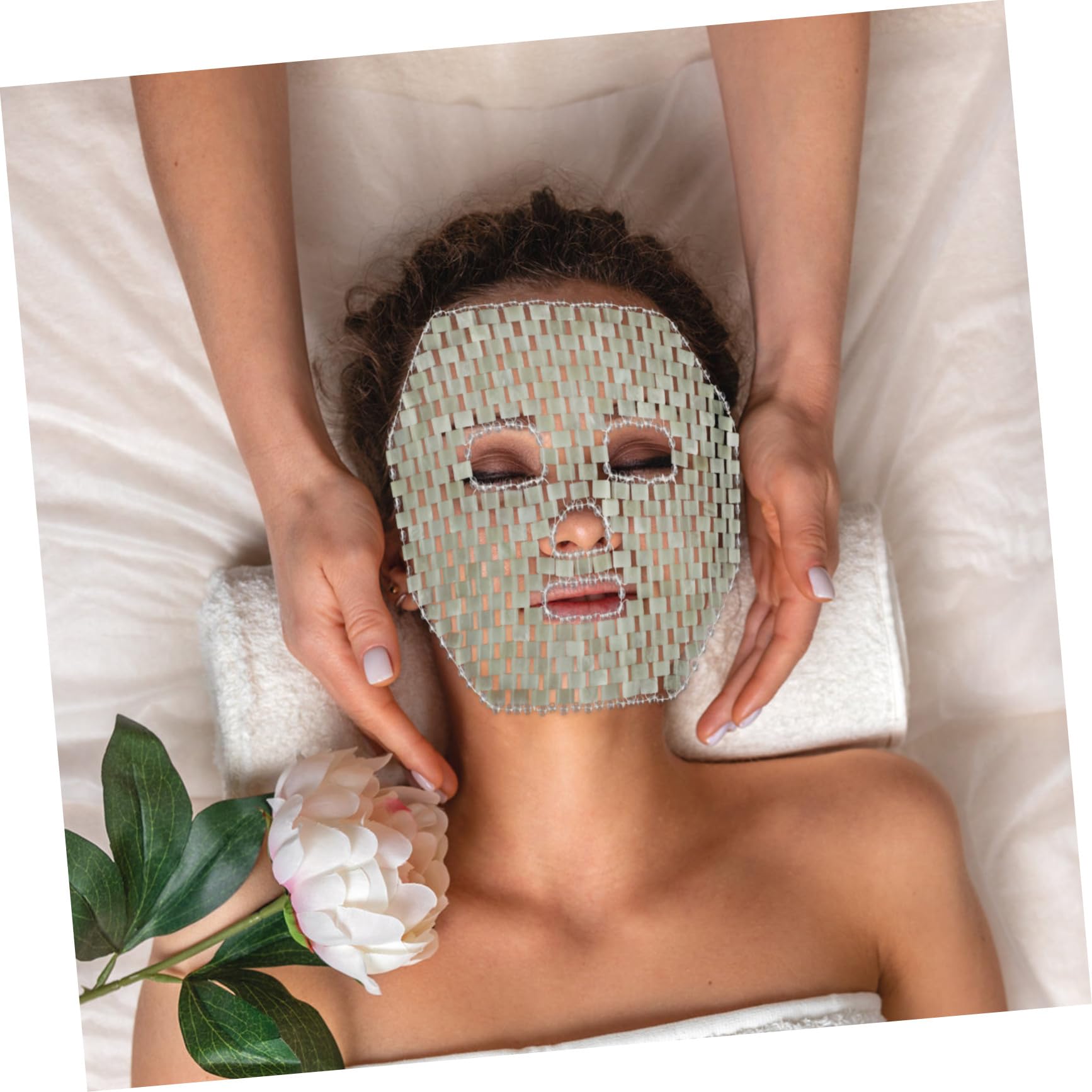Healvian Gesichtsmaske aus Natürlichem Jadestein mit Individueller Passform zur Reduzierung von Gesichtsschwellungen Beruhigende Maske für Hause und Hautpflege