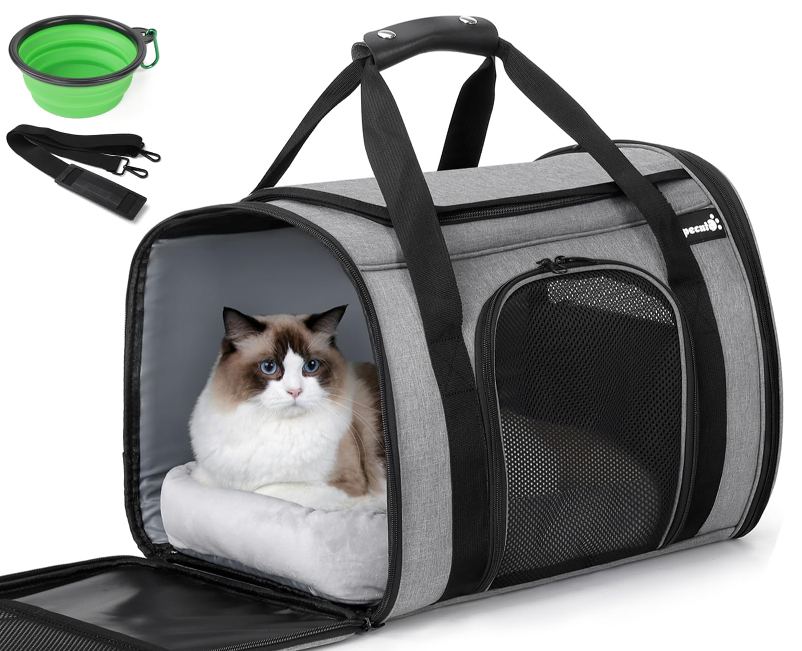 Pecute Portatile Trasportino per Gatti, Trasportino per Cani Gatti con Morbido Cuscino, Borsa Portatile o a Tracolla in Tessuto per un Trasporto Comodo