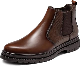 OKKO Men's Genuine Leather Chelsea Dress Boots - Comfortable Slip-On Ankle Boots for Work & Casual Wear