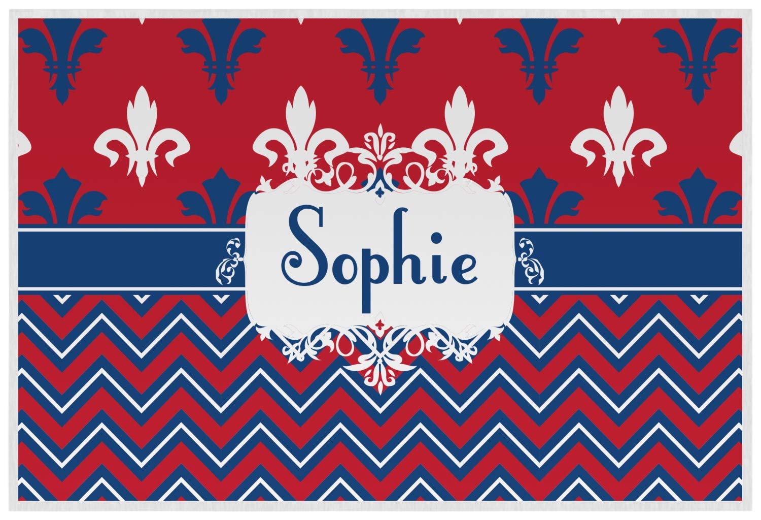 Personalized Patriotic Fleur de Lis Laminated Placemat w/Name or Text
