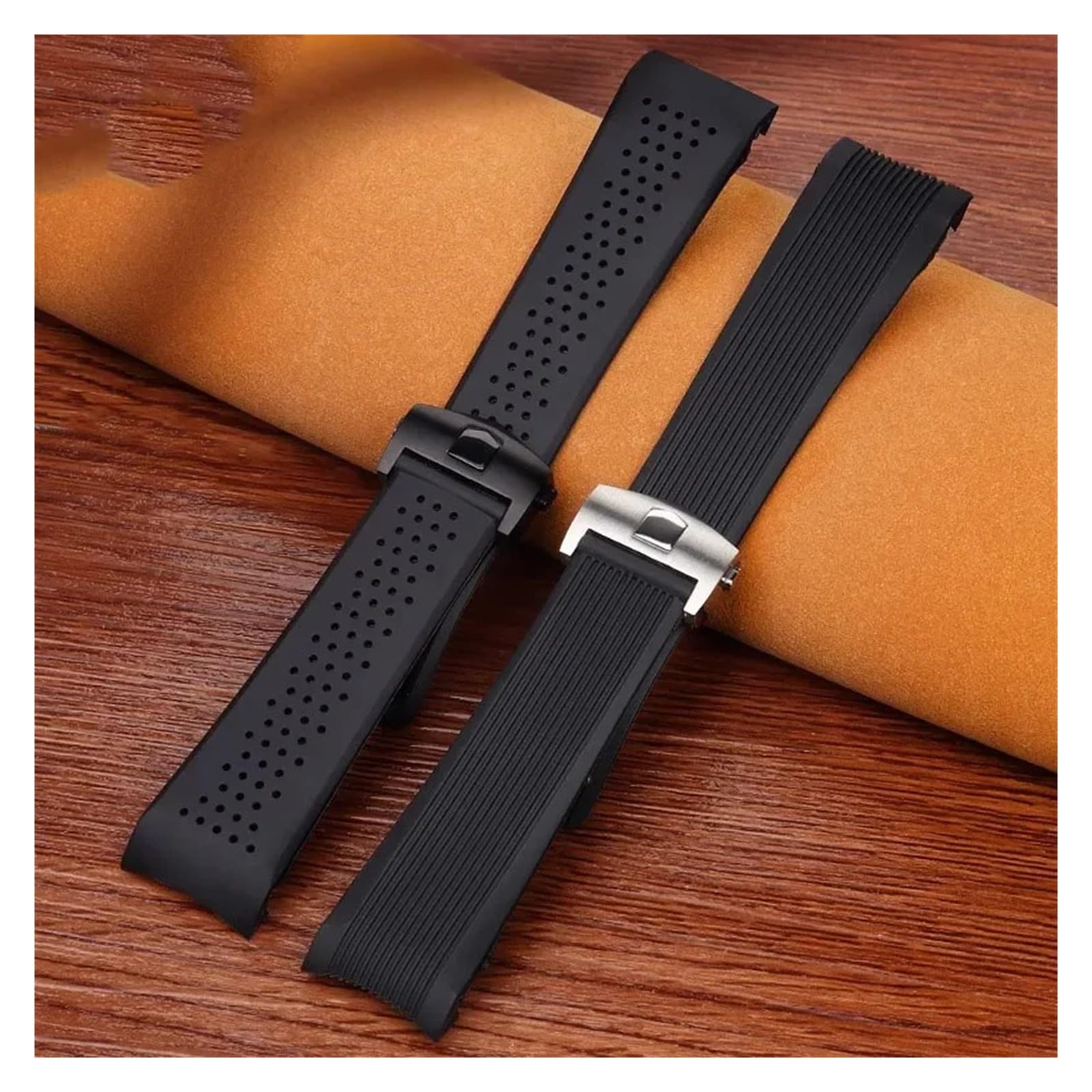 HuanJ Correa de caucho natural, deportiva, impermeable, de silicona suave, 22 mm/24 mm