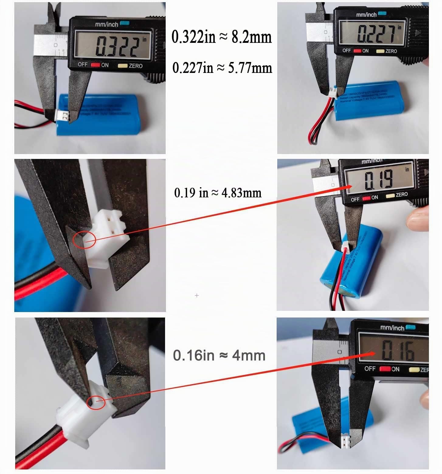 7,4 V 5200 mAh wiederaufladbare Lithium Ionen Akku mit XH2.54/2P Anschlüsse, 18650 DIY-Batterien 2S2P Li-Ion Akkupack unterstützen 3C Dauerentladung