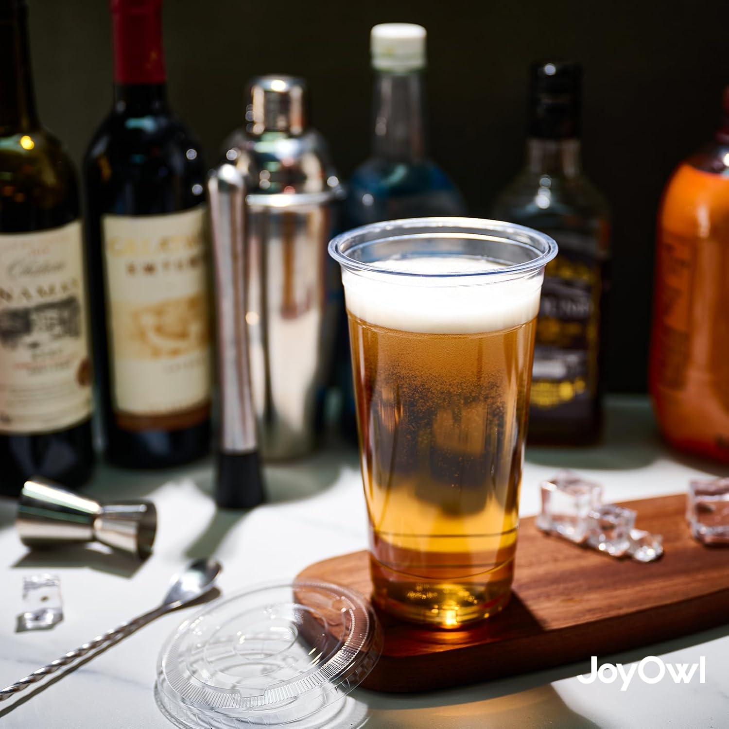 32 OZ Clear Plastic Cups with Lids and Straws 100 Pack, Disposable To Go Cups with Lids for Iced Coffee, Smoothie and Cold Drinks