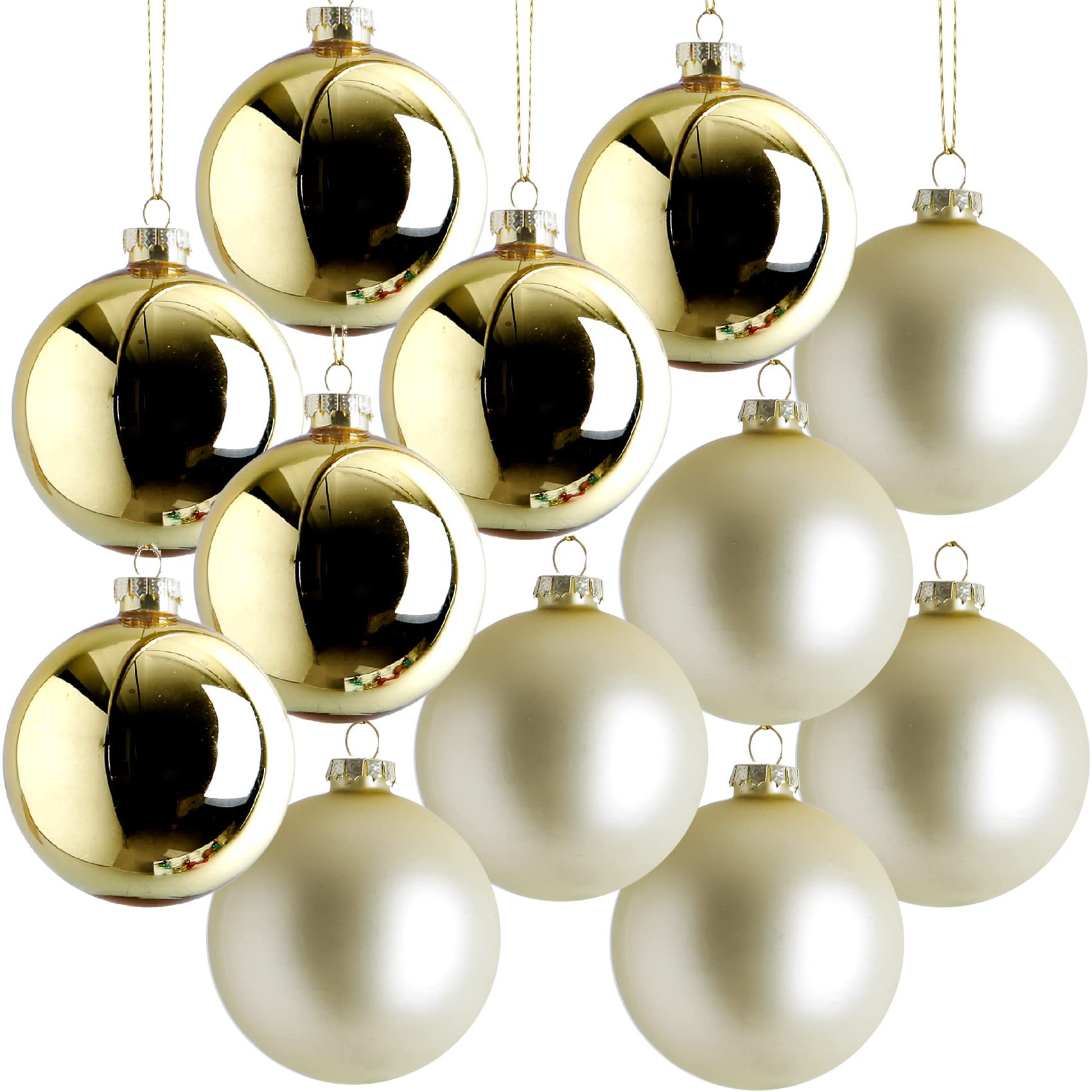 12 grandi palline di Natale in vetro dorato, 8 cm, grandi ornamenti riempibili con glitter dorati, per albero di Natale, palline decorative per albero di Natale, palline decorative per artigianato
