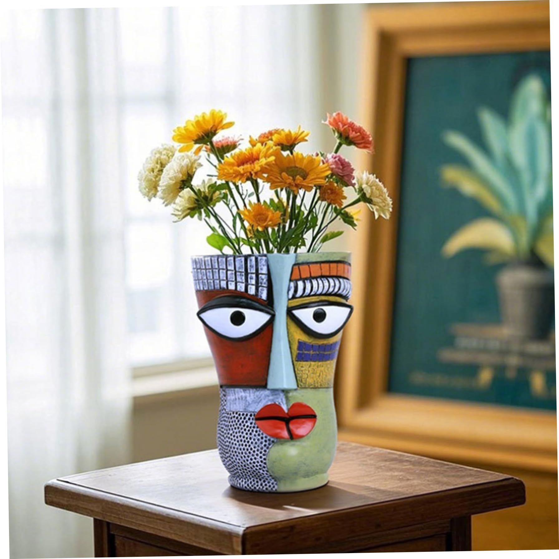 Pot de fleurs avec drainage décoratif, vase cubiste abstrait plantes grasse