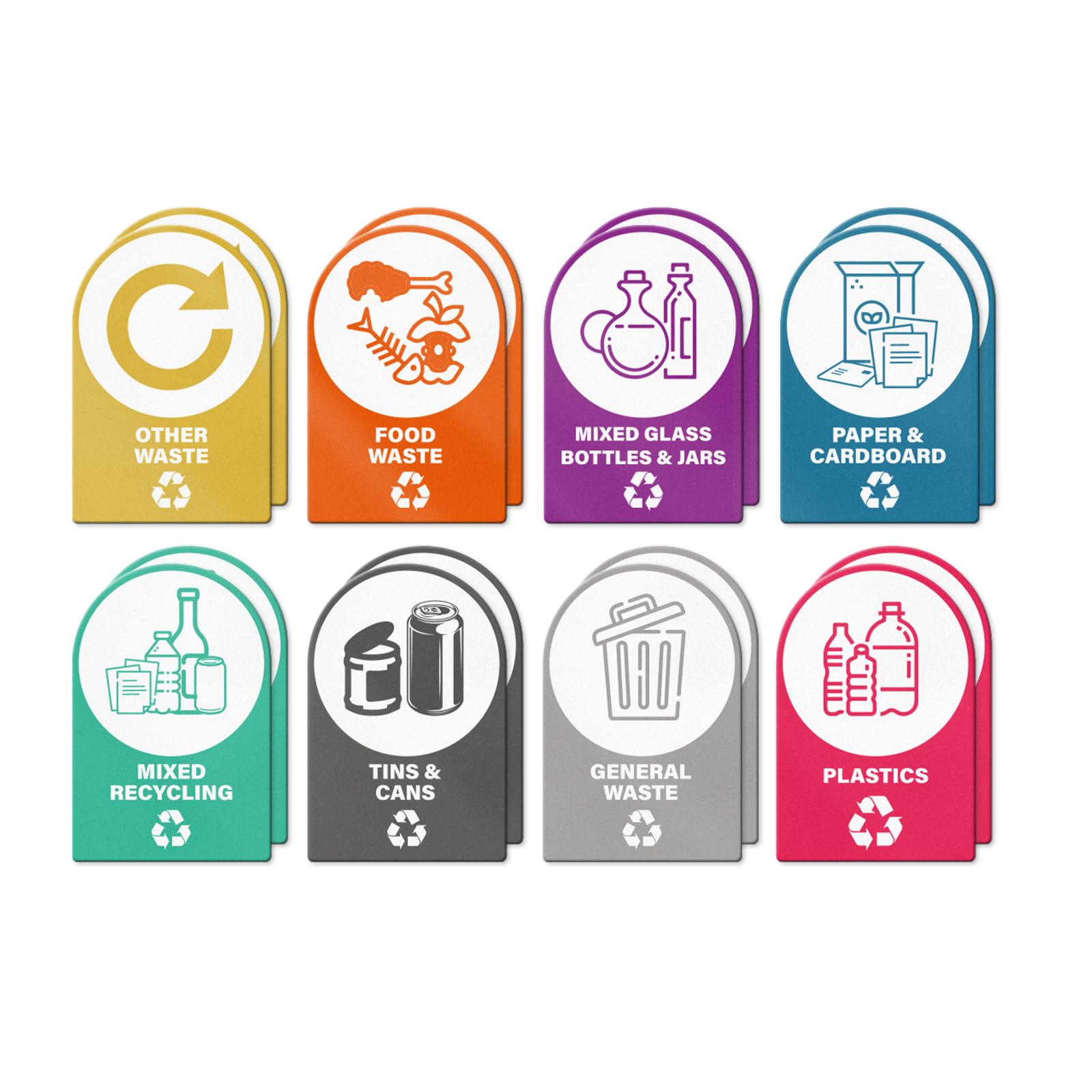 YIKIADA Mixed Pack of 16 Multi Recycling Bin Stickers 150 × 100 mm