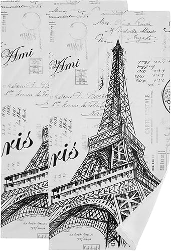 Kigai Paris - Juego de 2 toallas de baño de la torre Eiffel, altamente absorbentes, toallas de mano suaves, 2 paños de lavado, toalla para la punta