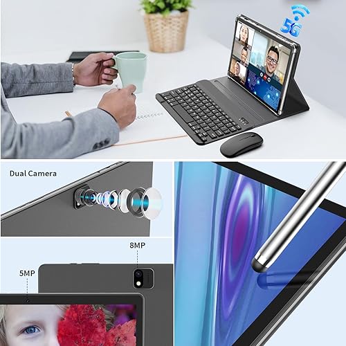 Miniatura 7 de Tableta con teclado, tableta 2 en 1, 6GB+128GB, expansión de 1TB, tableta Android 13, tableta de 10 pulgadas con funda, ratón, lápiz capacitivo,
