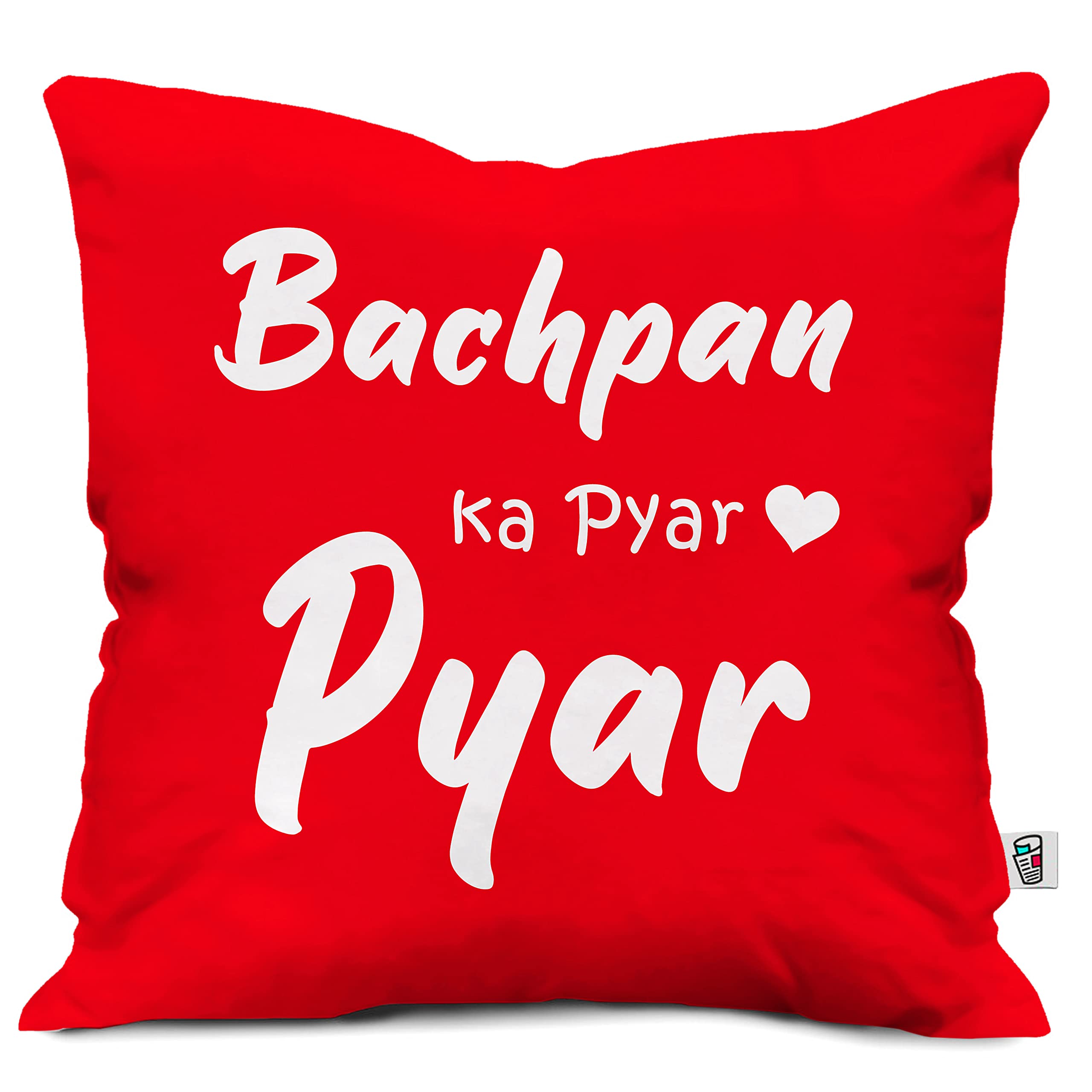 Gifts Corner Microfiber Gift for Friend Bachpan ka Pyar Printed Pillow 12x12 inch with Filler | Gift for Bestie, BFF Gifts, Birthday Throw Pillow Case