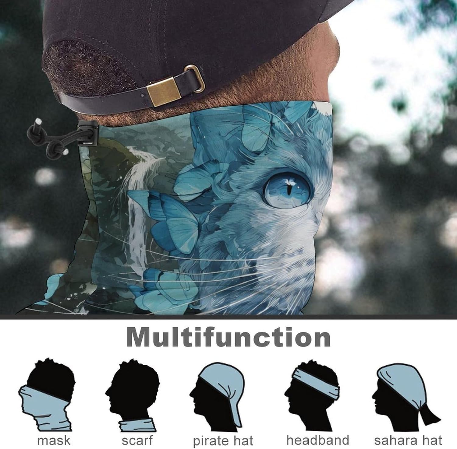 Cat Feline Fantasy Unisex Neck Gaiter Face Scarf Cover Sun Hoods for Outdoor Hiking Skiing