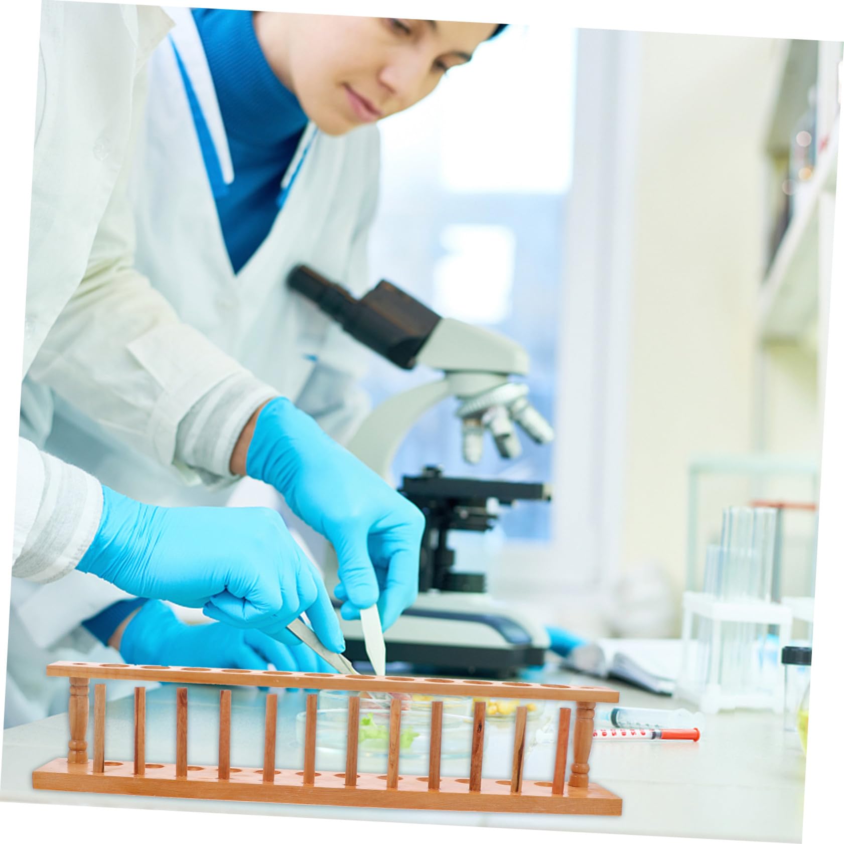 Ipetboom Support pour Tubes à Essai Bois Étagère de Laboratoire Matériel de Rangement pour Tubes de Test Étagère de Stockage