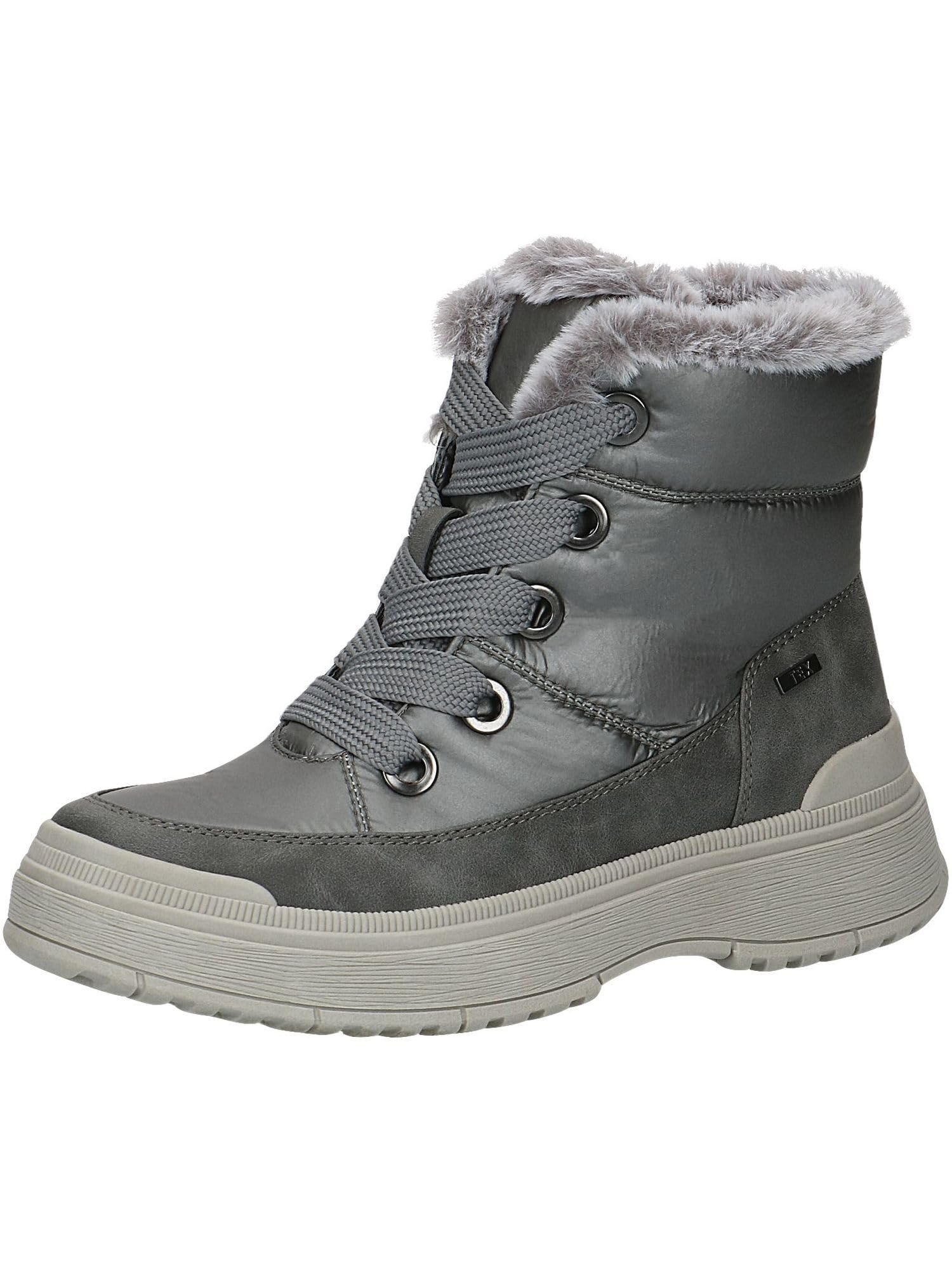 CAPRICE Women's winter ankle boots lace-up Airmotion Lined with zipper Width G, Gray (Dk Grey Comb), 6.5 UK